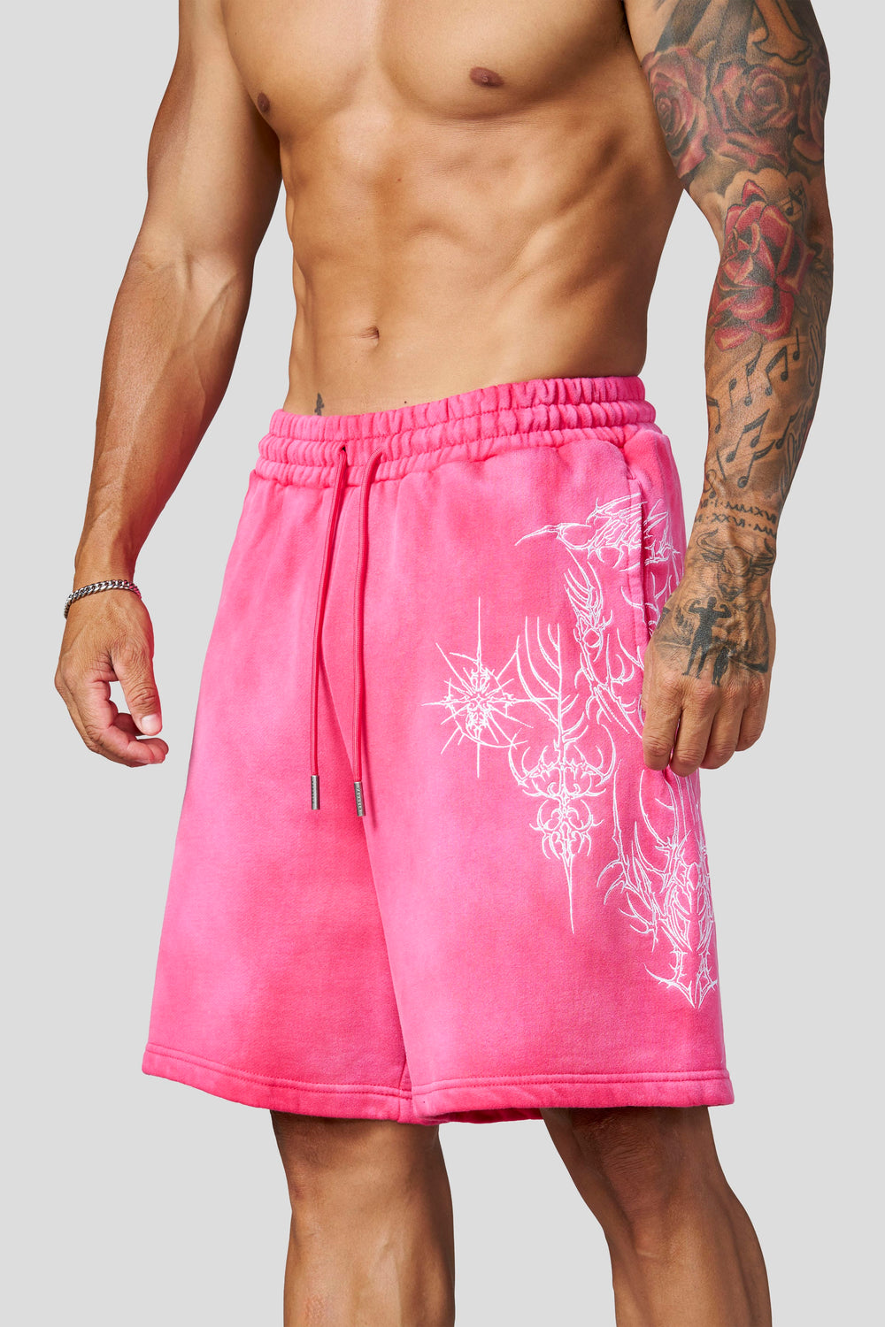 1093 - Cyberpunk Fleece Shorts - Pink Wash