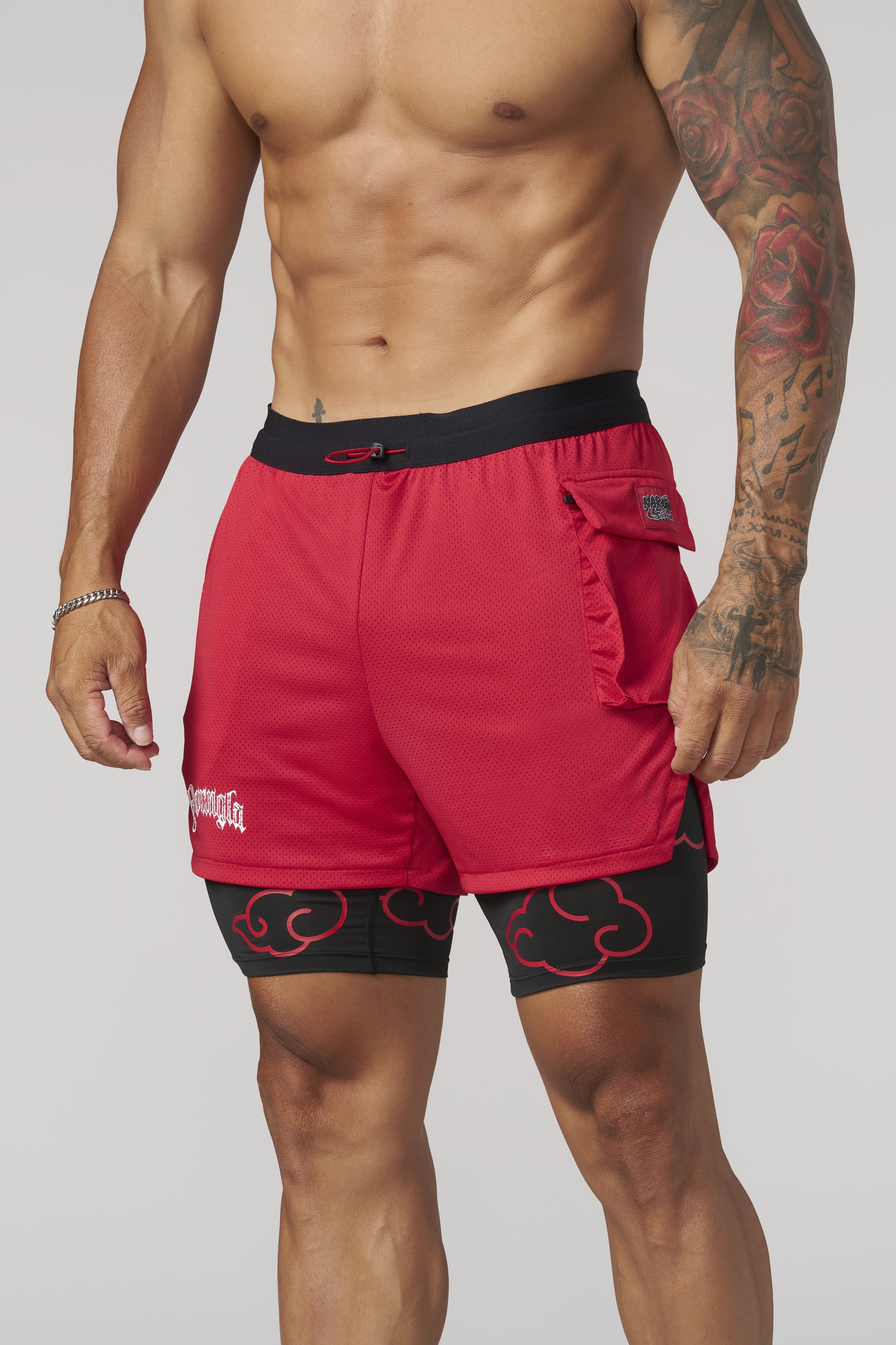 1094 - Naruto Compression Shorts - Red