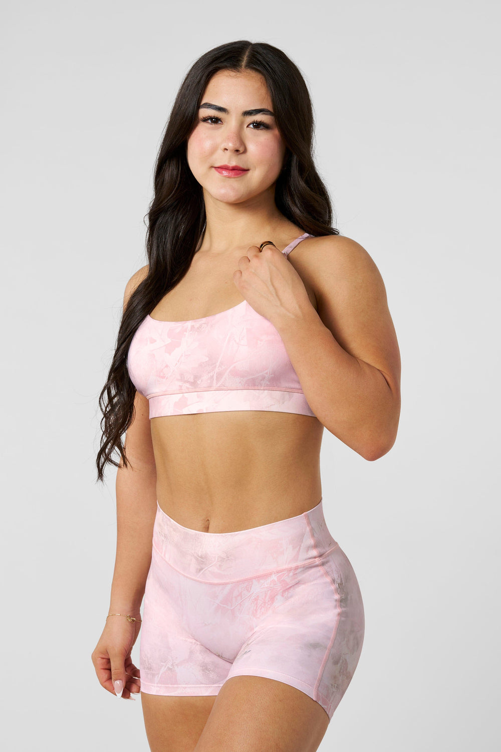 W3161 - Camo Urban Sports Bra - Pink Barbed Wire Camo