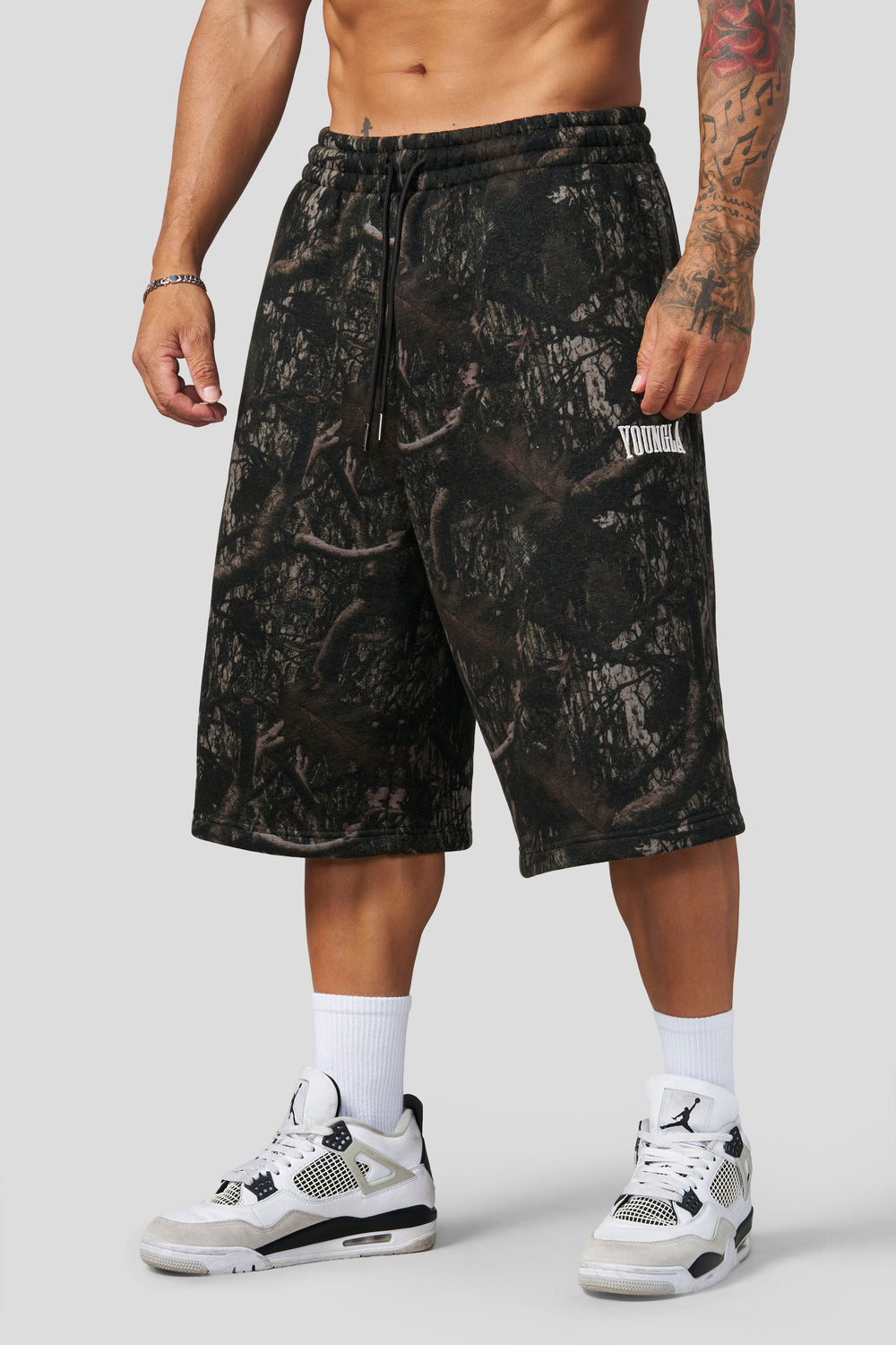 1107 - Extra Long Baggy Shorts - Dark Tree Camo