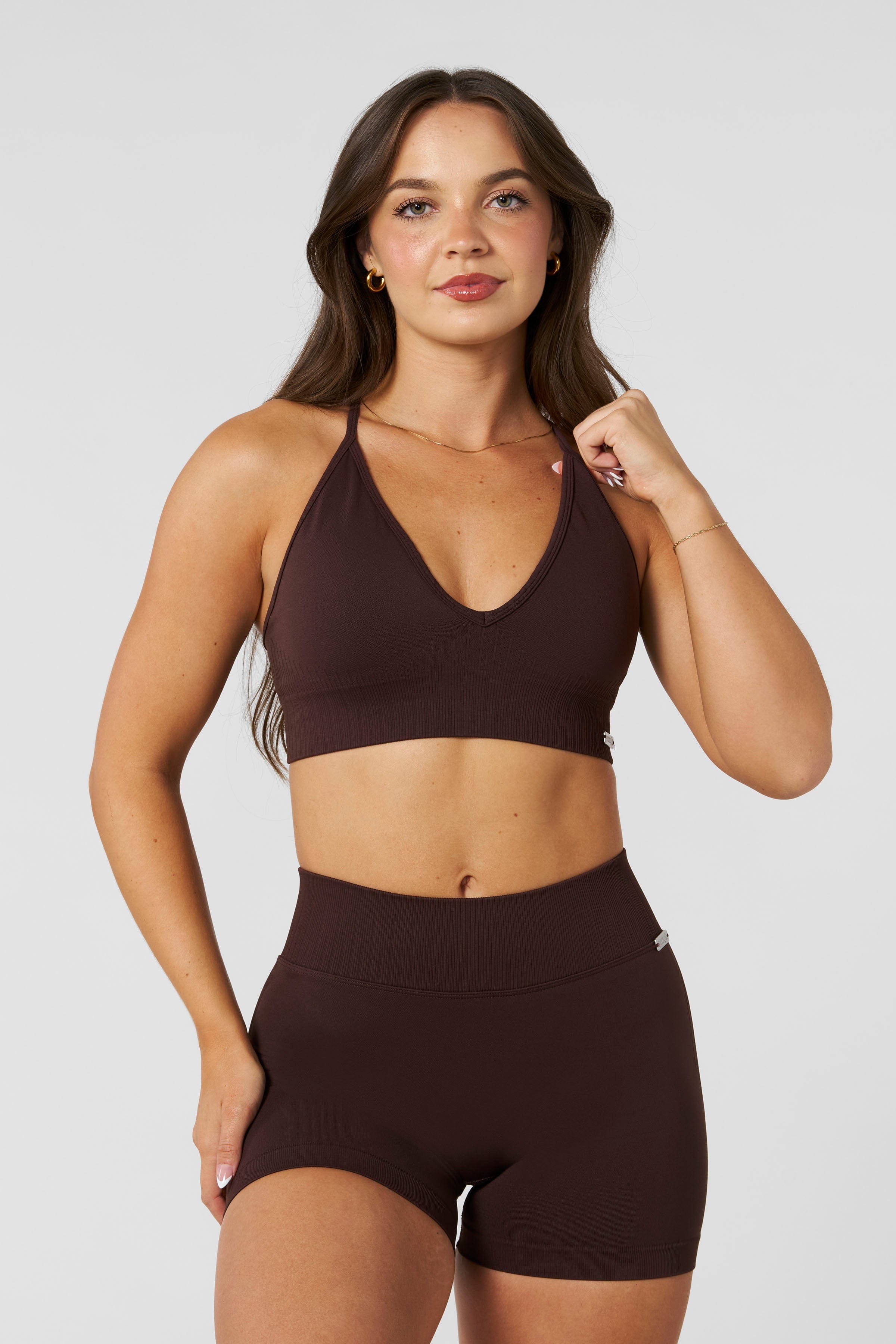 W367 - Sculpt Seamless Plunge Bra - Brown