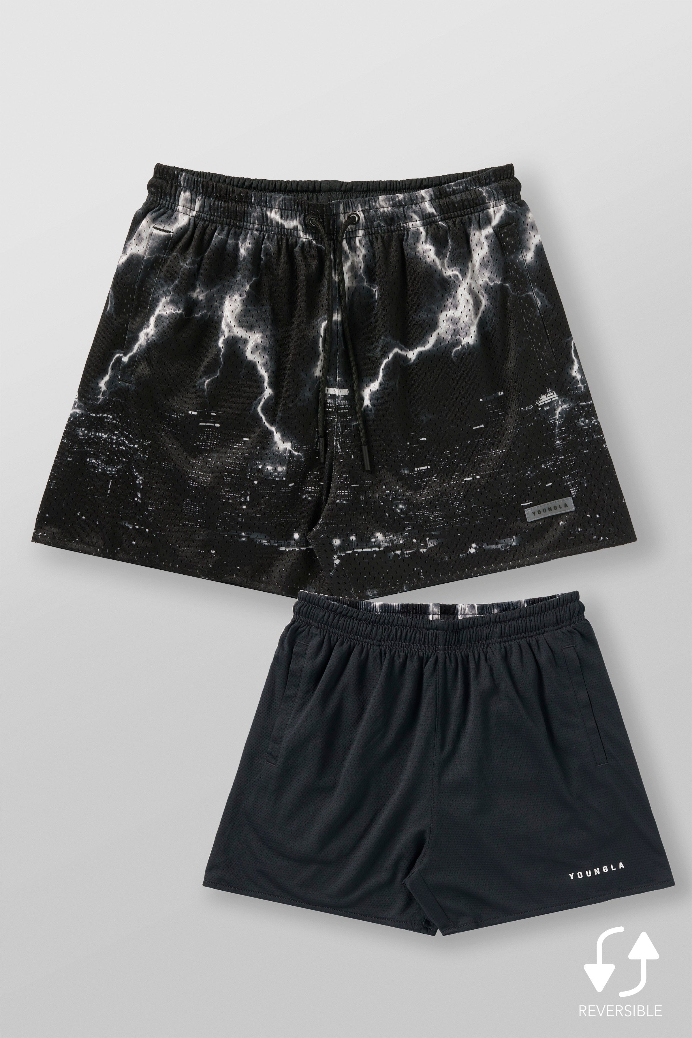 1111 - Skulls & Roses Reversible Shorts - LA Skyline