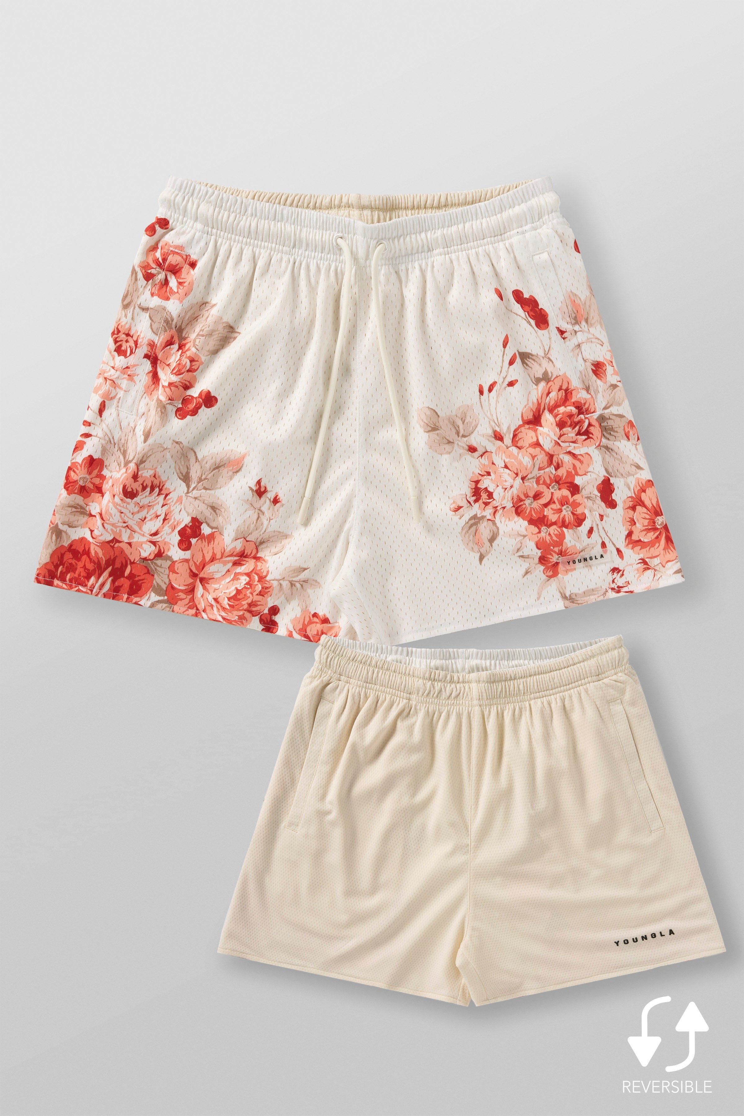 1111 - Skulls & Roses Reversible Shorts - Off-White Autumn