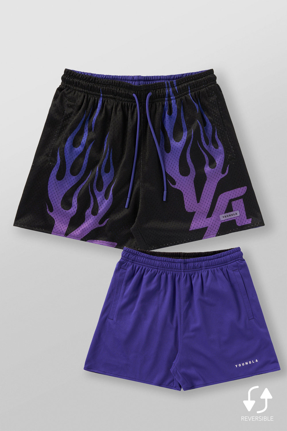 1111 - Skulls & Roses Reversible Shorts - YLA Blaze