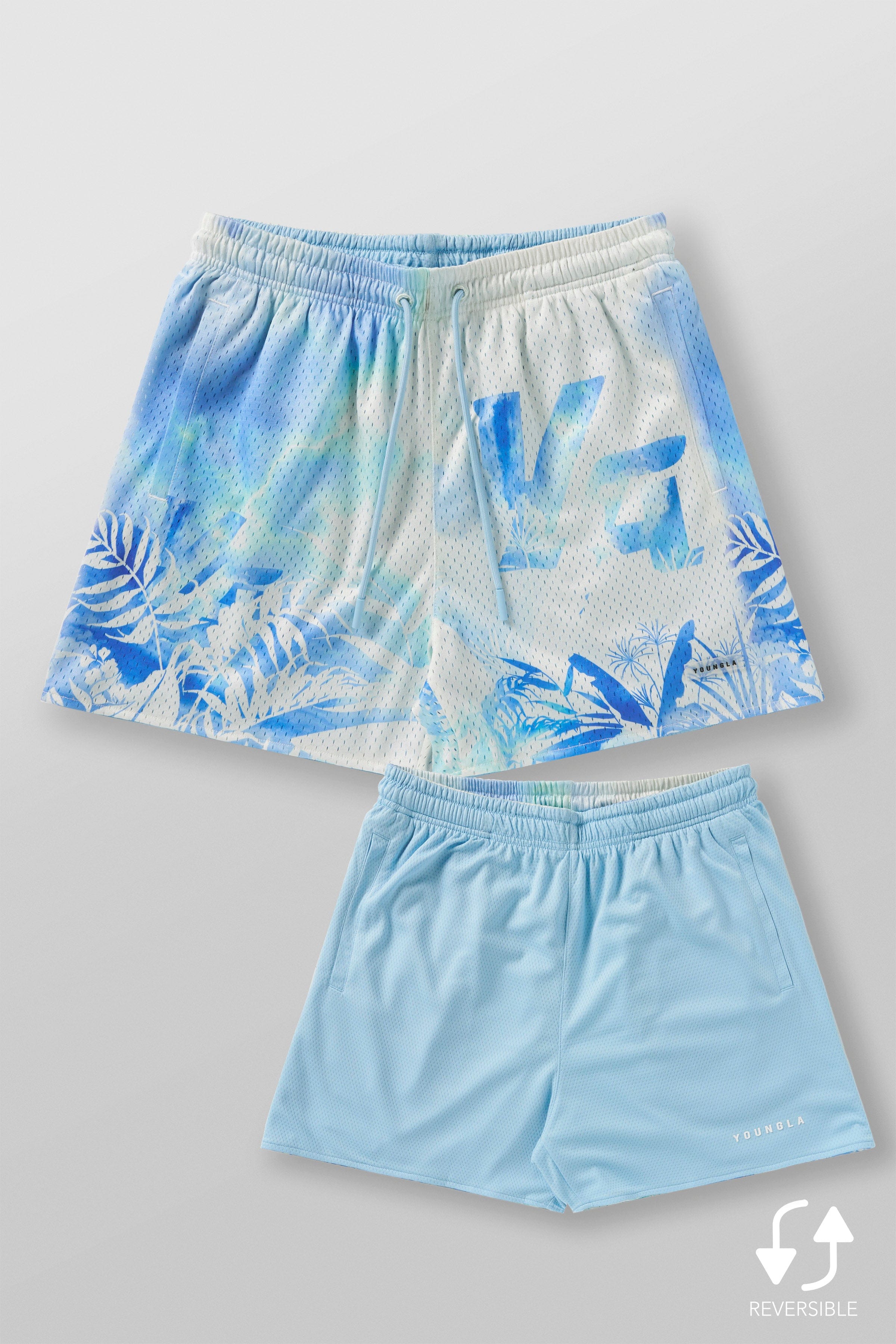 1111 - Skulls & Roses Reversible Shorts - YLA Tropical