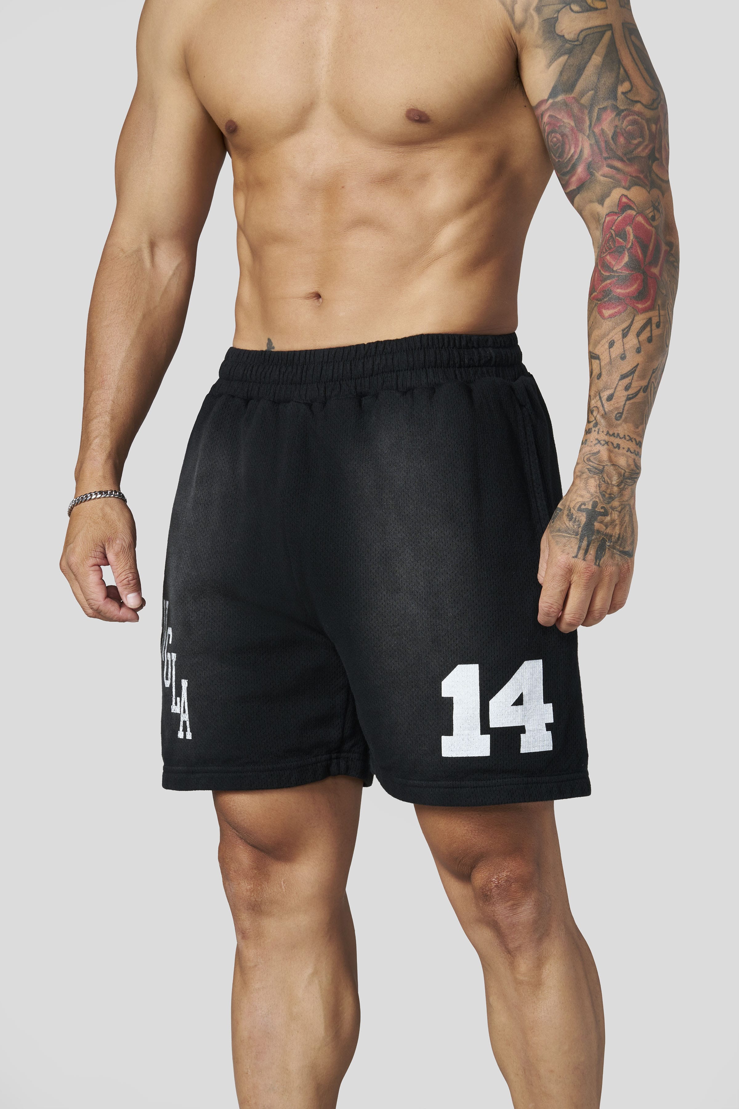 1123 - Golden Era Cotton Mesh Shorts - Black Wash