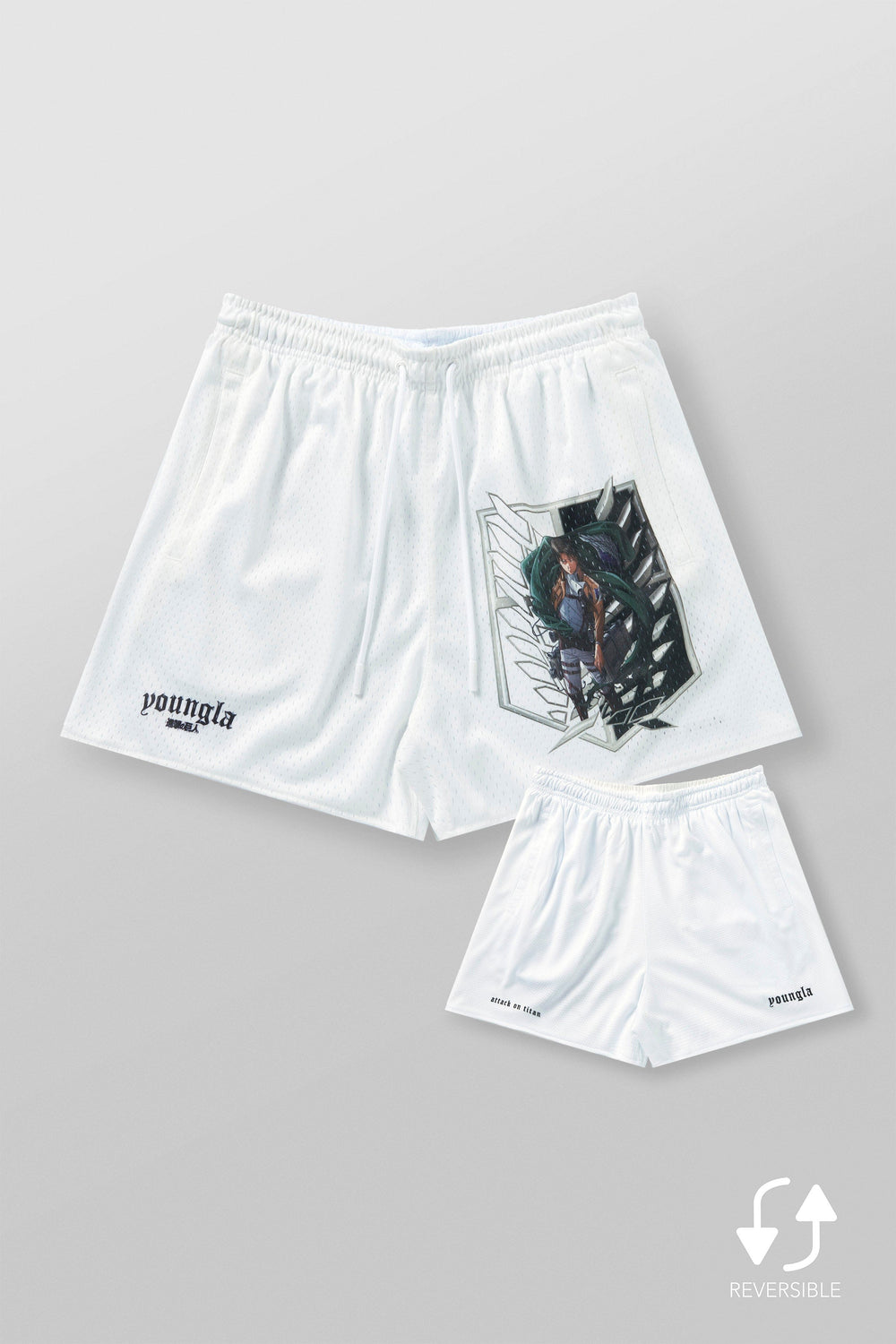 1126 - AOT© x YLA Mesh Shorts - Wings of Freedom