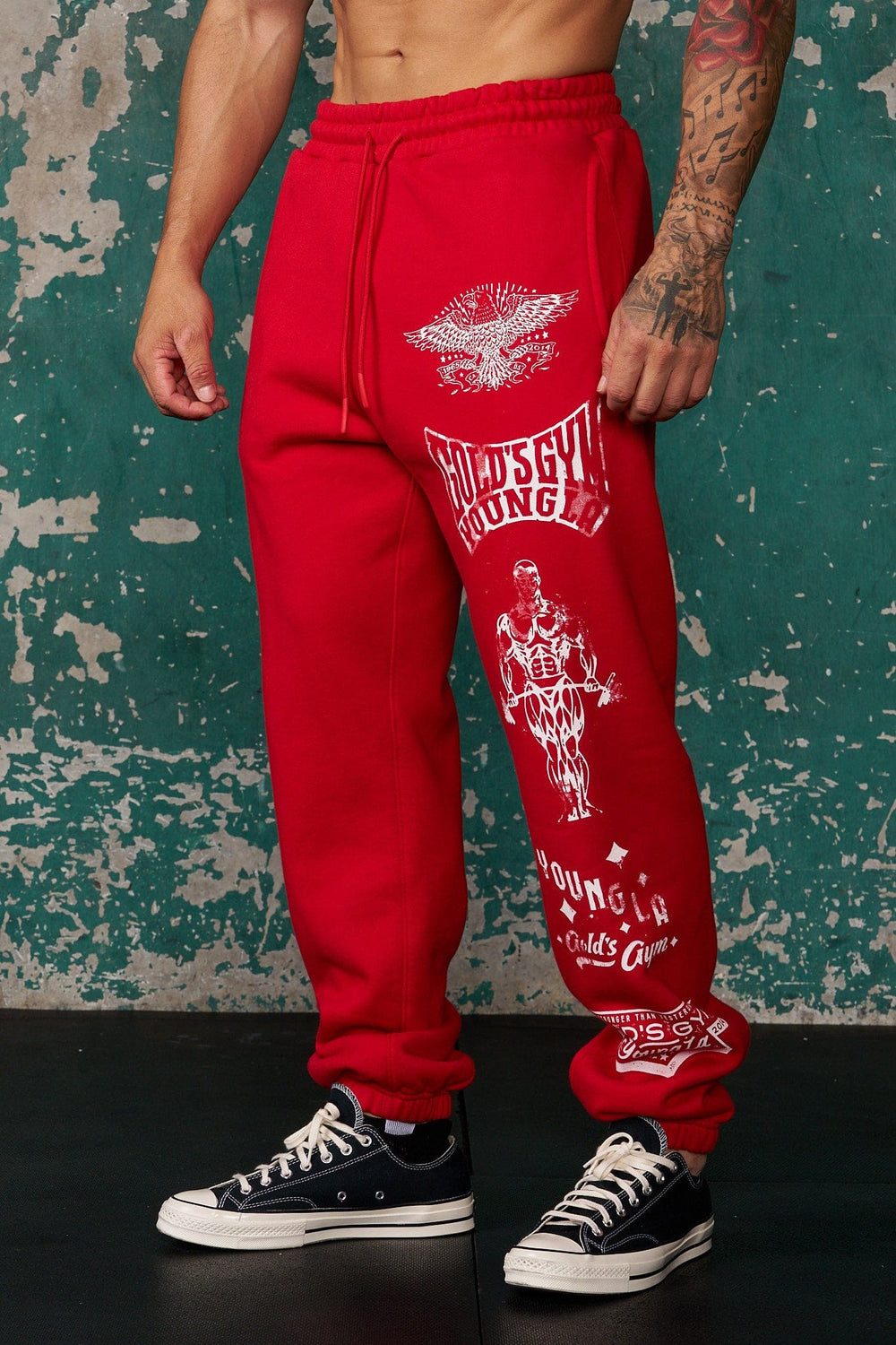 2143 - Golds Gym Immortal Joggers - Red Wash