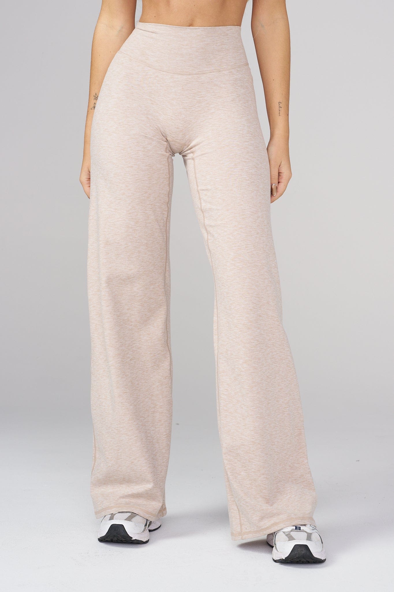 W2227 - Reset Wide Leg Leggings - Heather Oatmeal