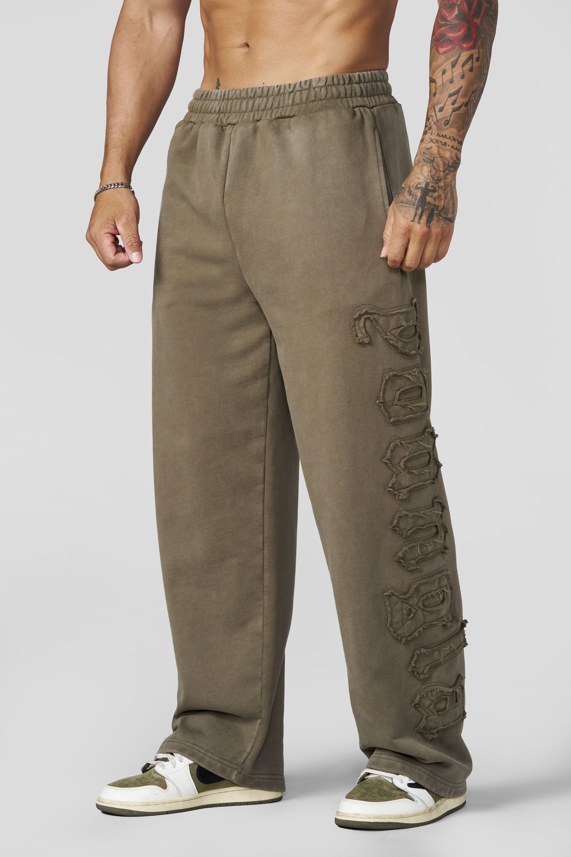 2093 - Patchwork Sweats - Olive Brown Wash