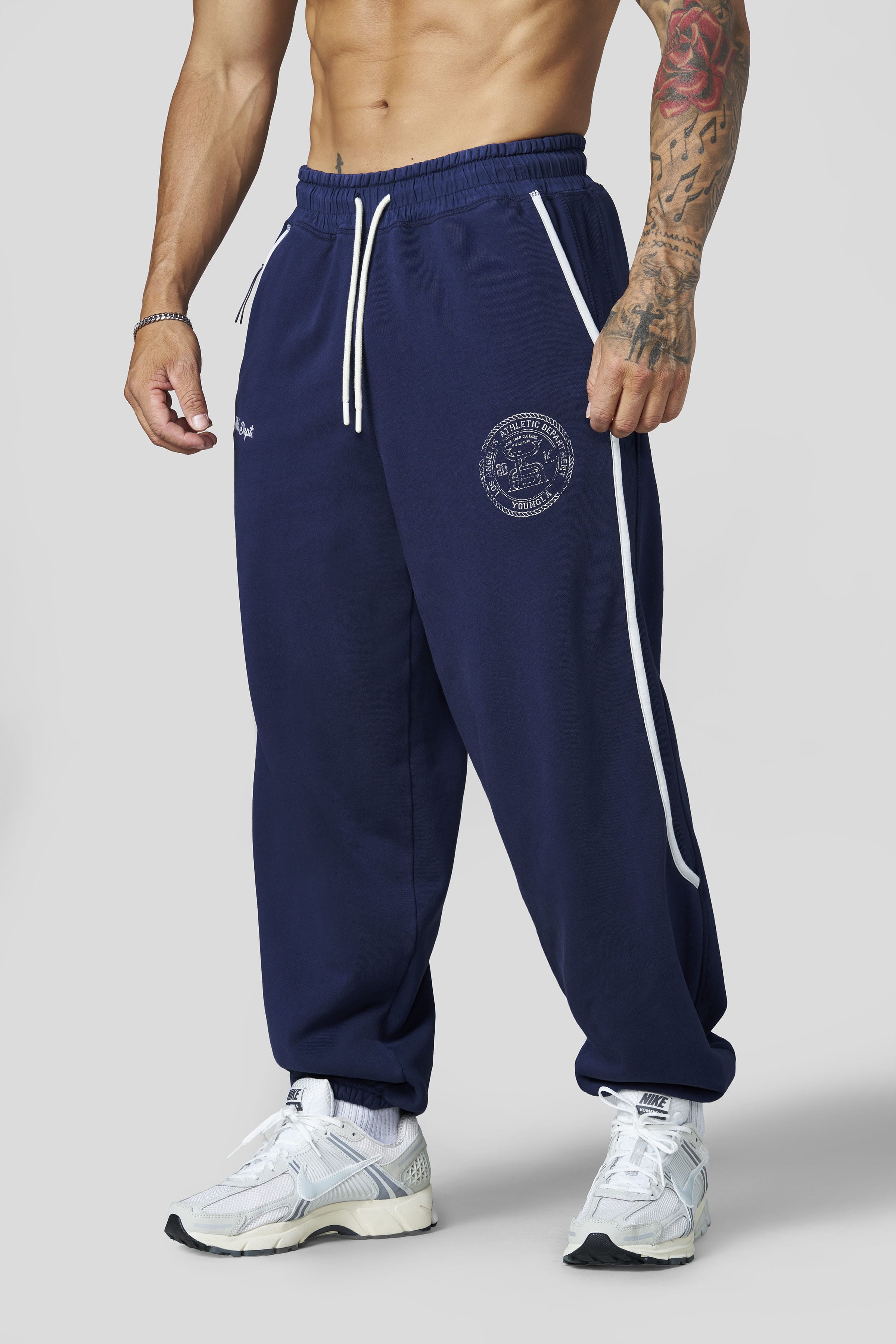 2176 - Golden Era Piping Joggers - Navy Wash