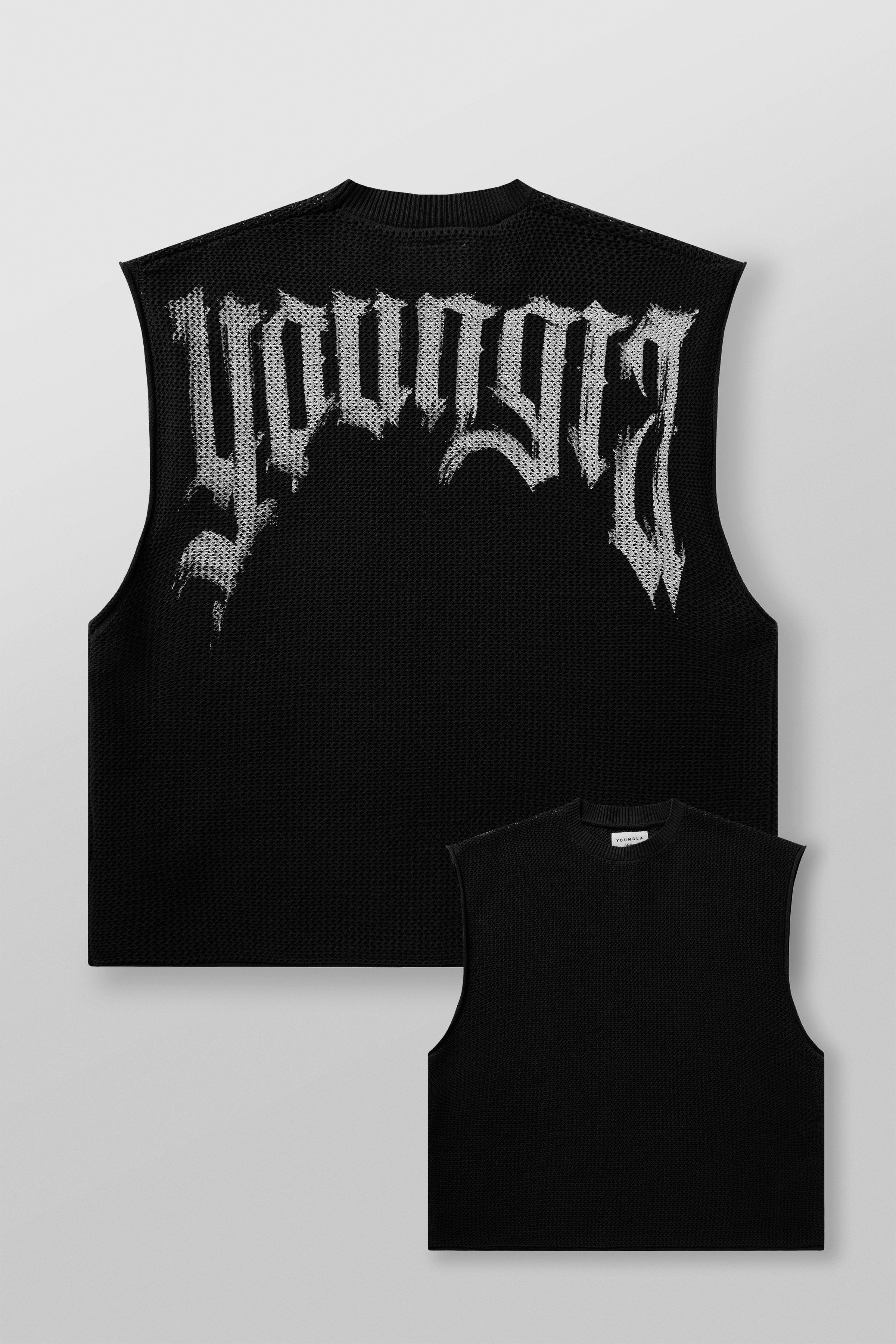 3012 - Drop Shoulder Knit Cut-Off - Black