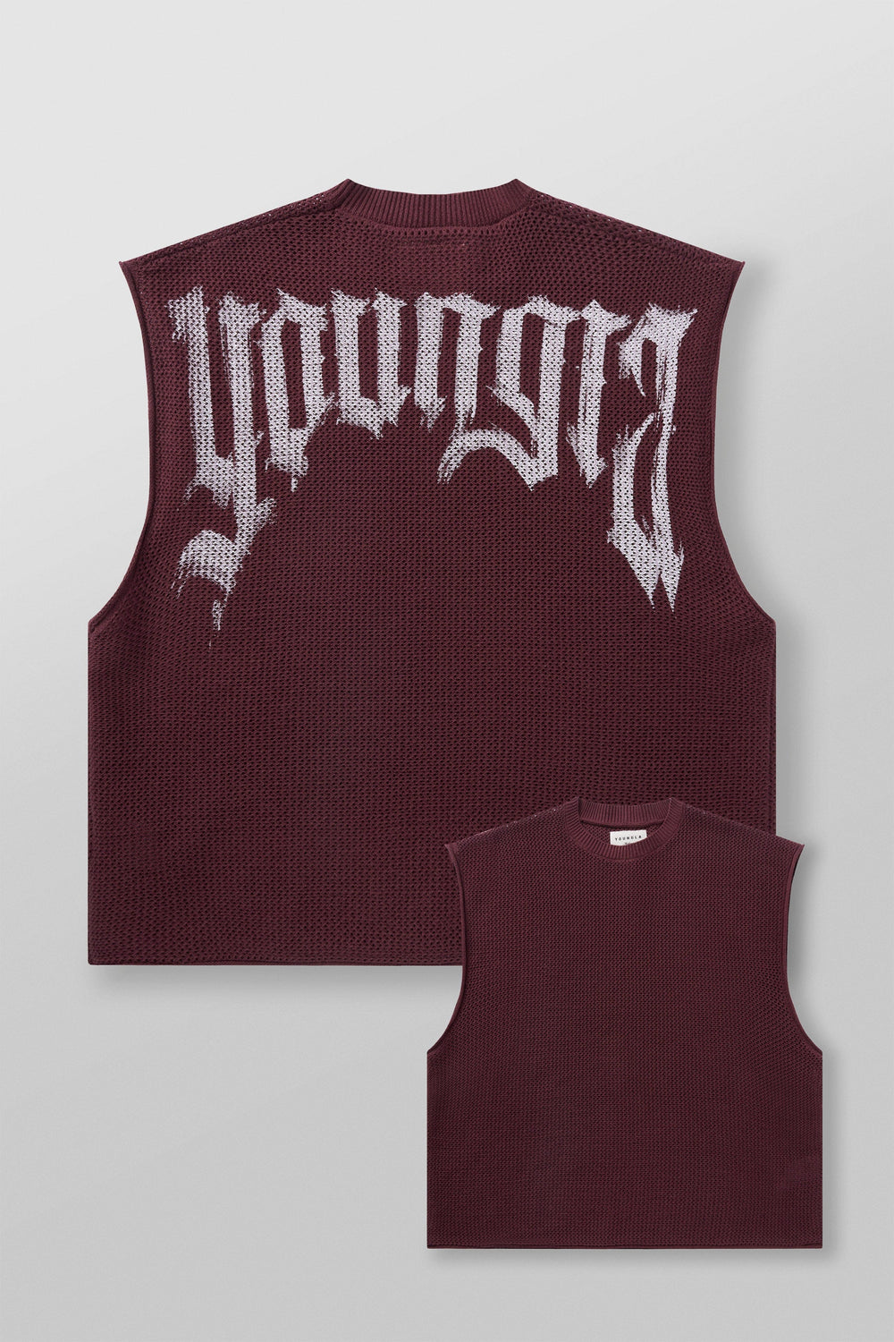 3012 - Drop Shoulder Knit Cut-Off - Burgundy