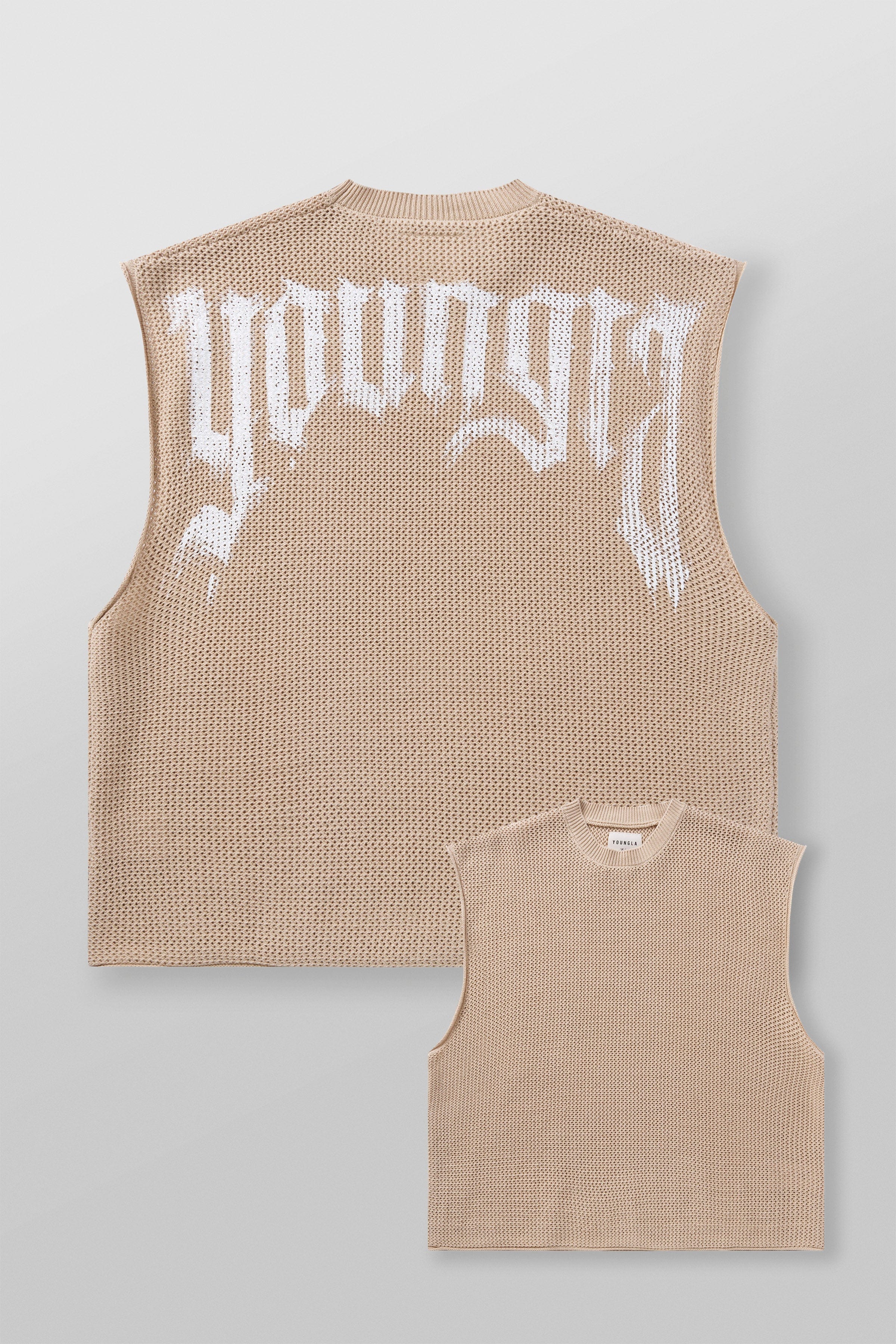 3012 - Drop Shoulder Knit Cut-Off - Tan
