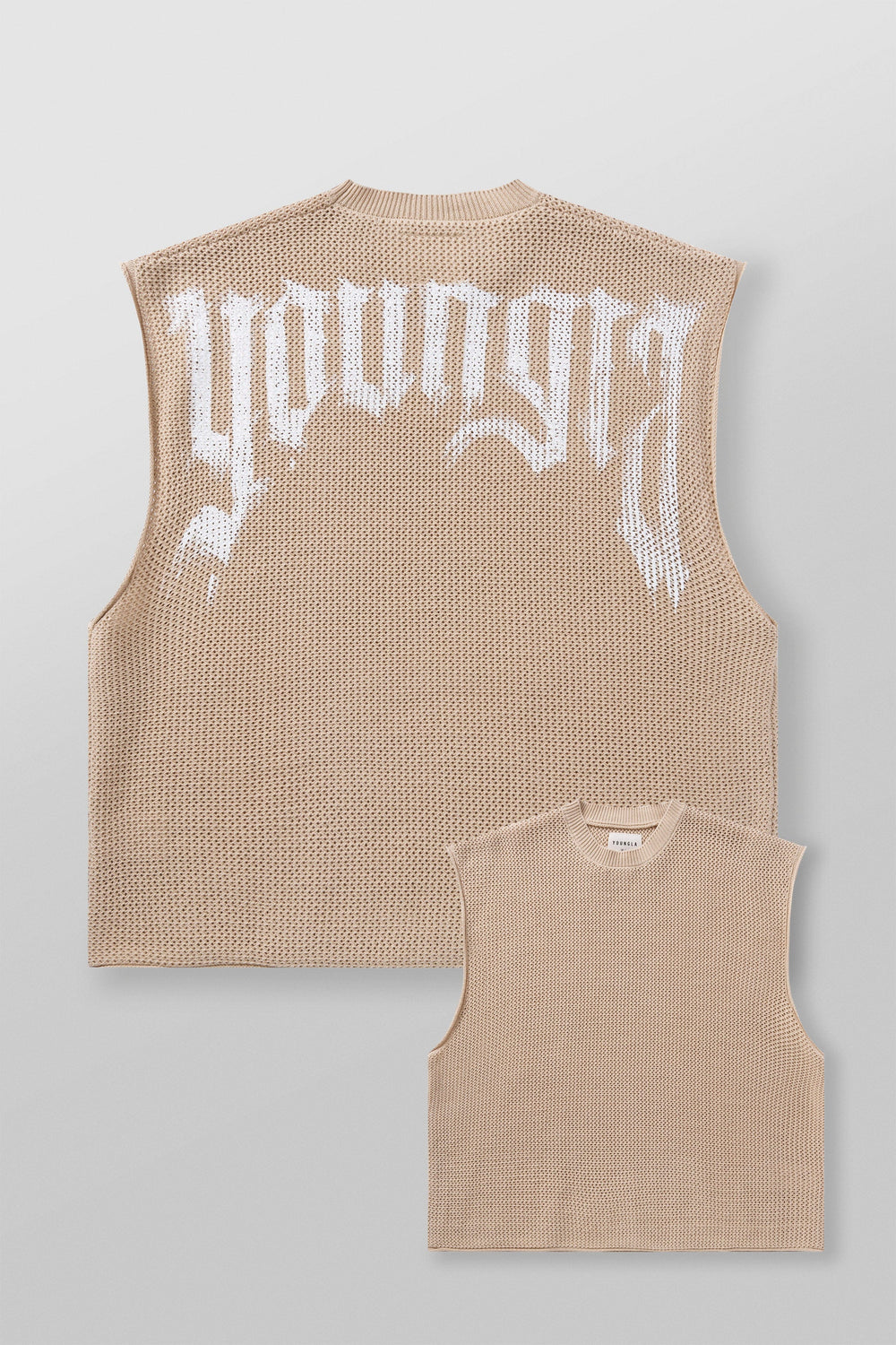 3012 - Drop Shoulder Knit Cut-Off - Tan