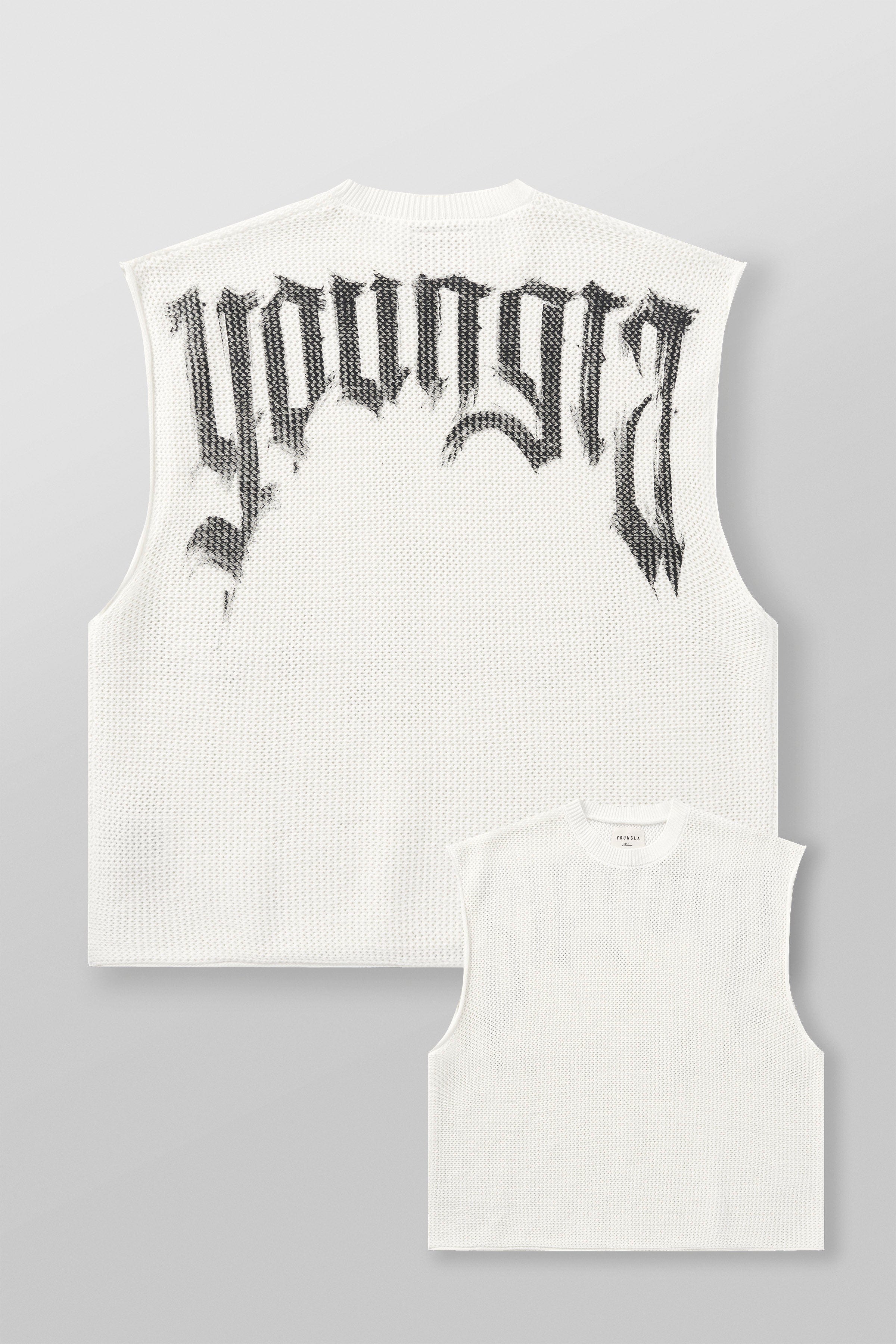 3012 - Drop Shoulder Knit Cut-Off - White