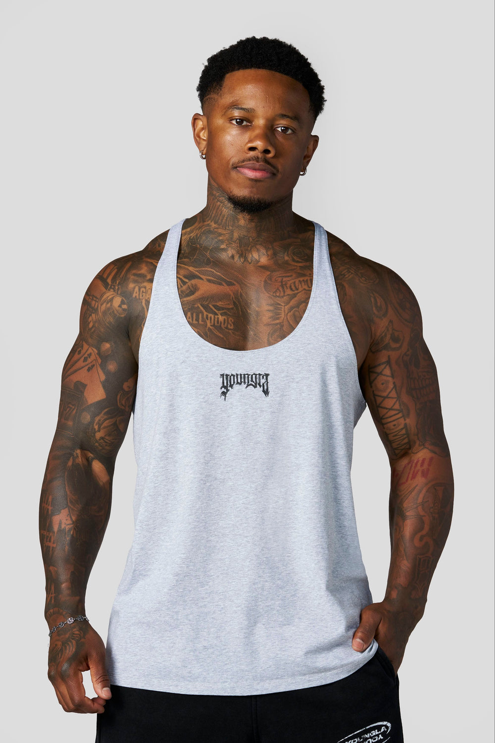 3074 - Thin Strap Stringers - Heather Grey