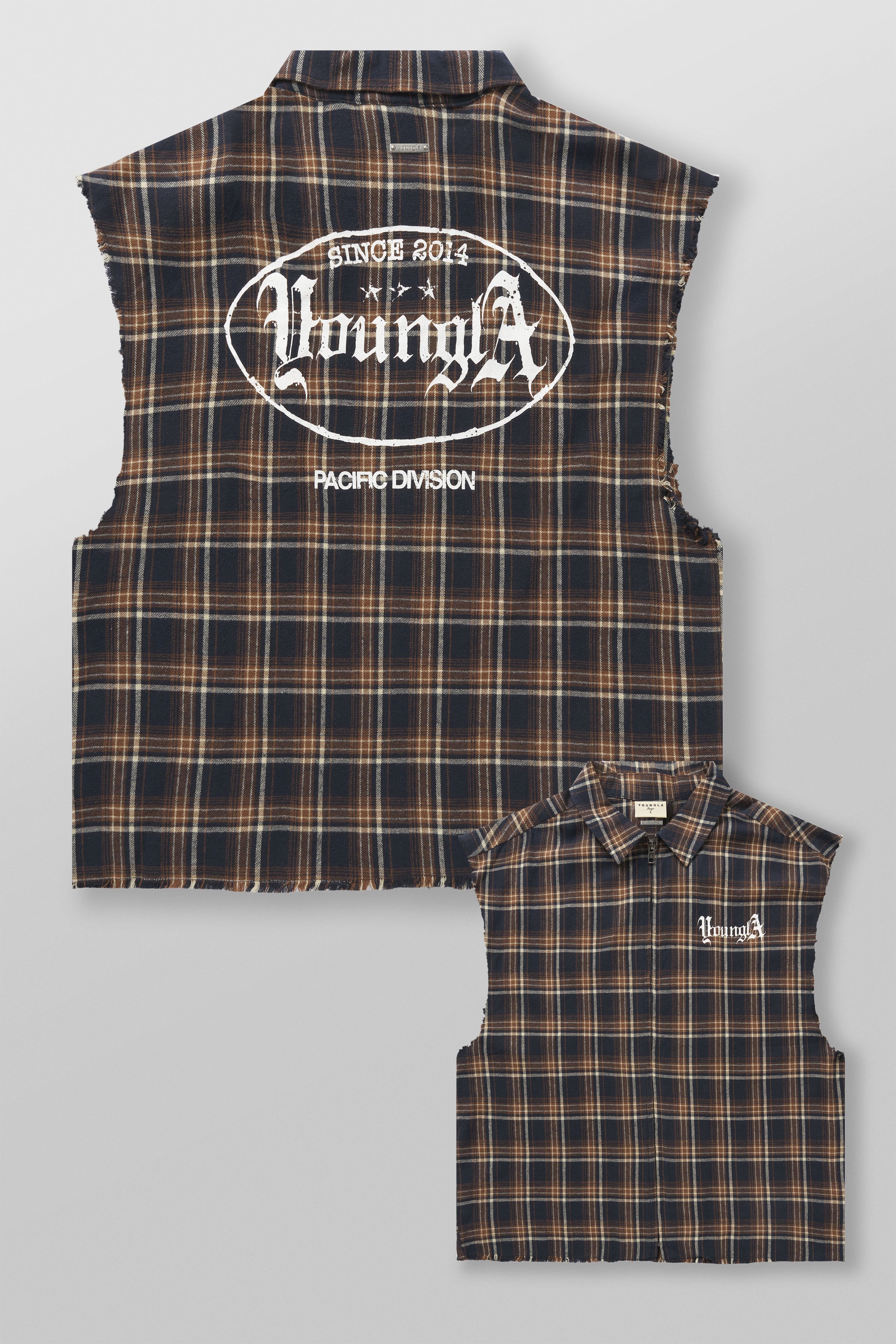 3091 - Cut-Offs Flannels - Navy/Brown