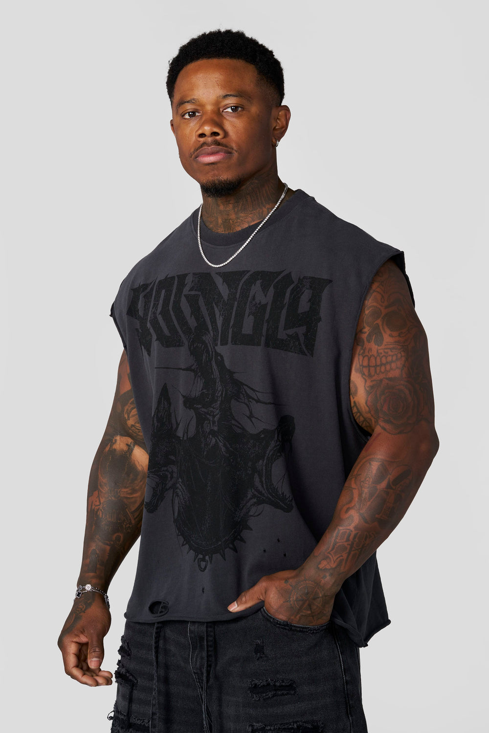 3093 - Unleashed Cut-Offs - Charcoal Wash