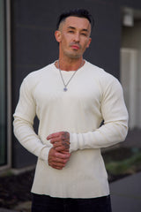 8094 - Tailored Waffle Longsleeves - Off-White