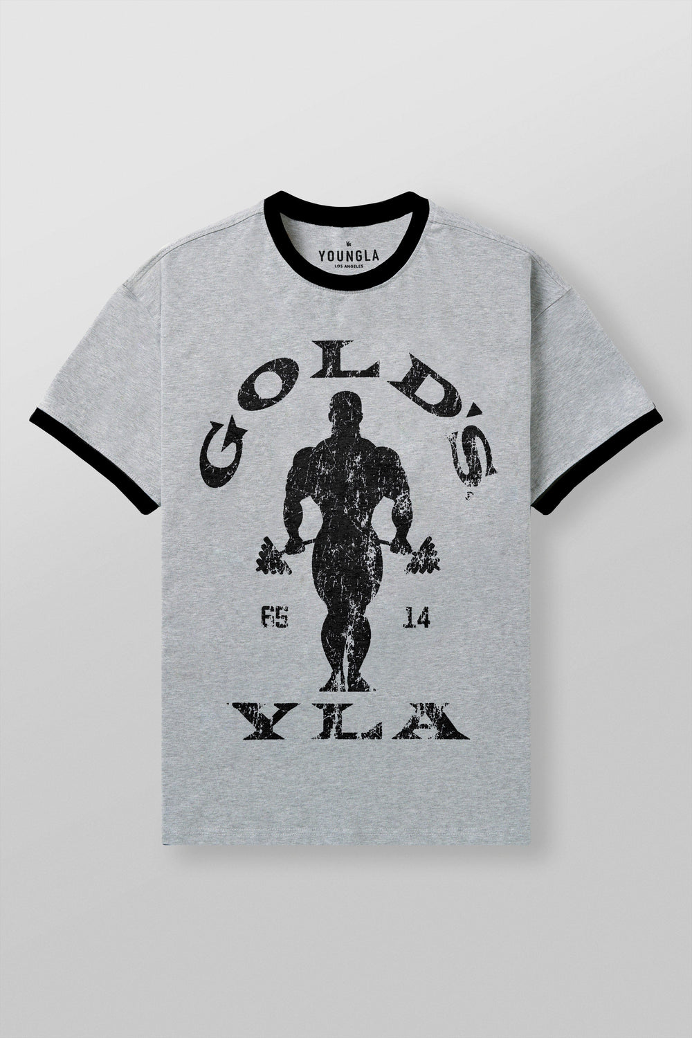 4009 - Golds Gym Ringer Tees - Heather Grey