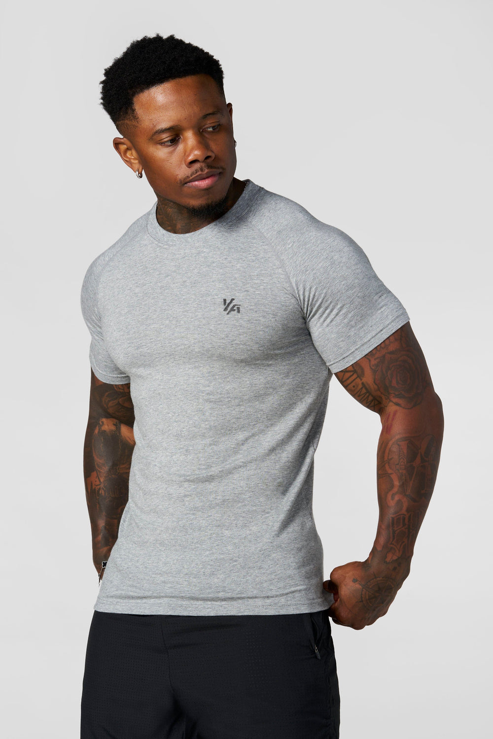 4016 - Natural Cotton Compression Tees - Heather Grey