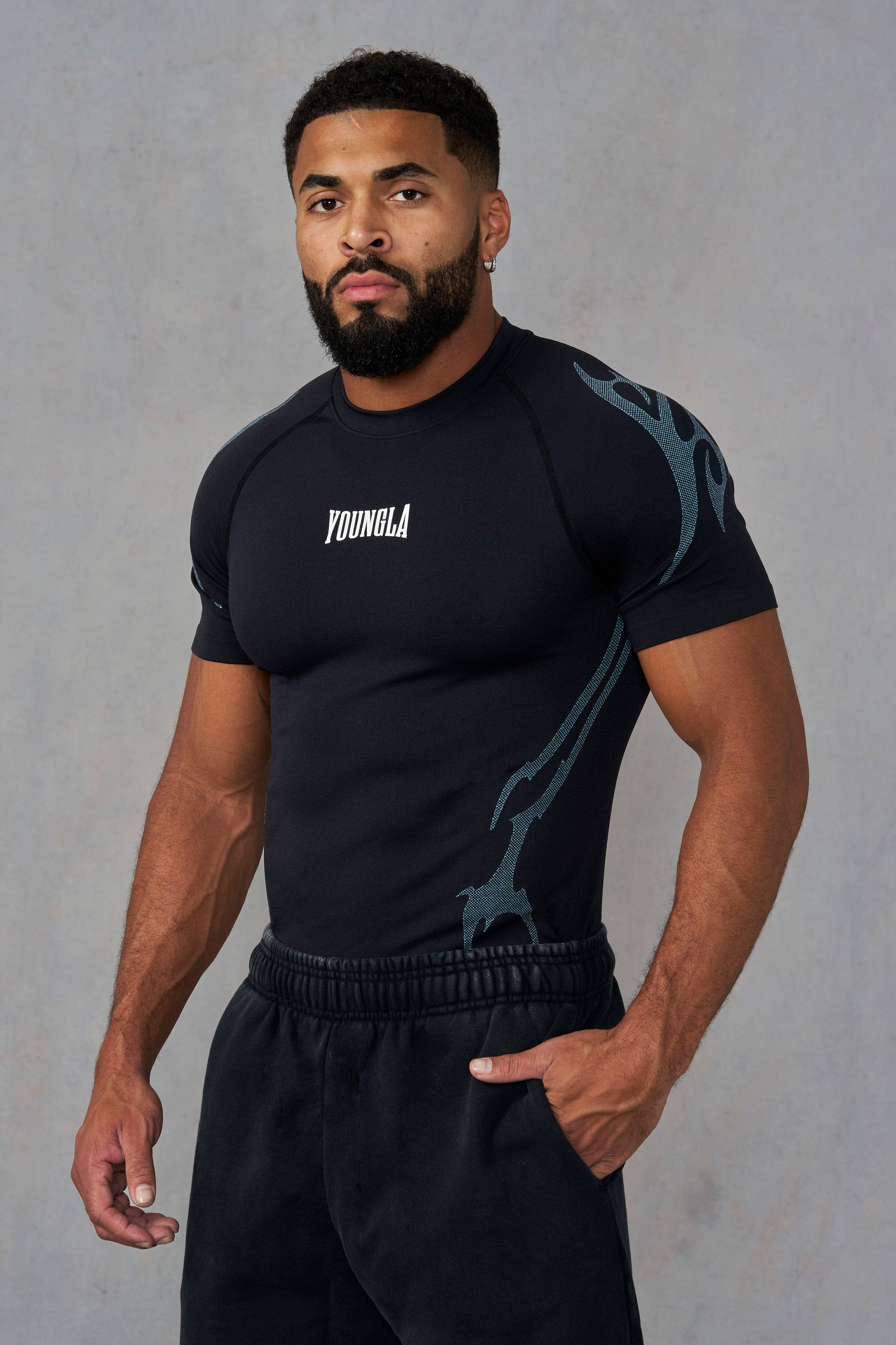4067 - Gothic Compression Tees - Black/Blue