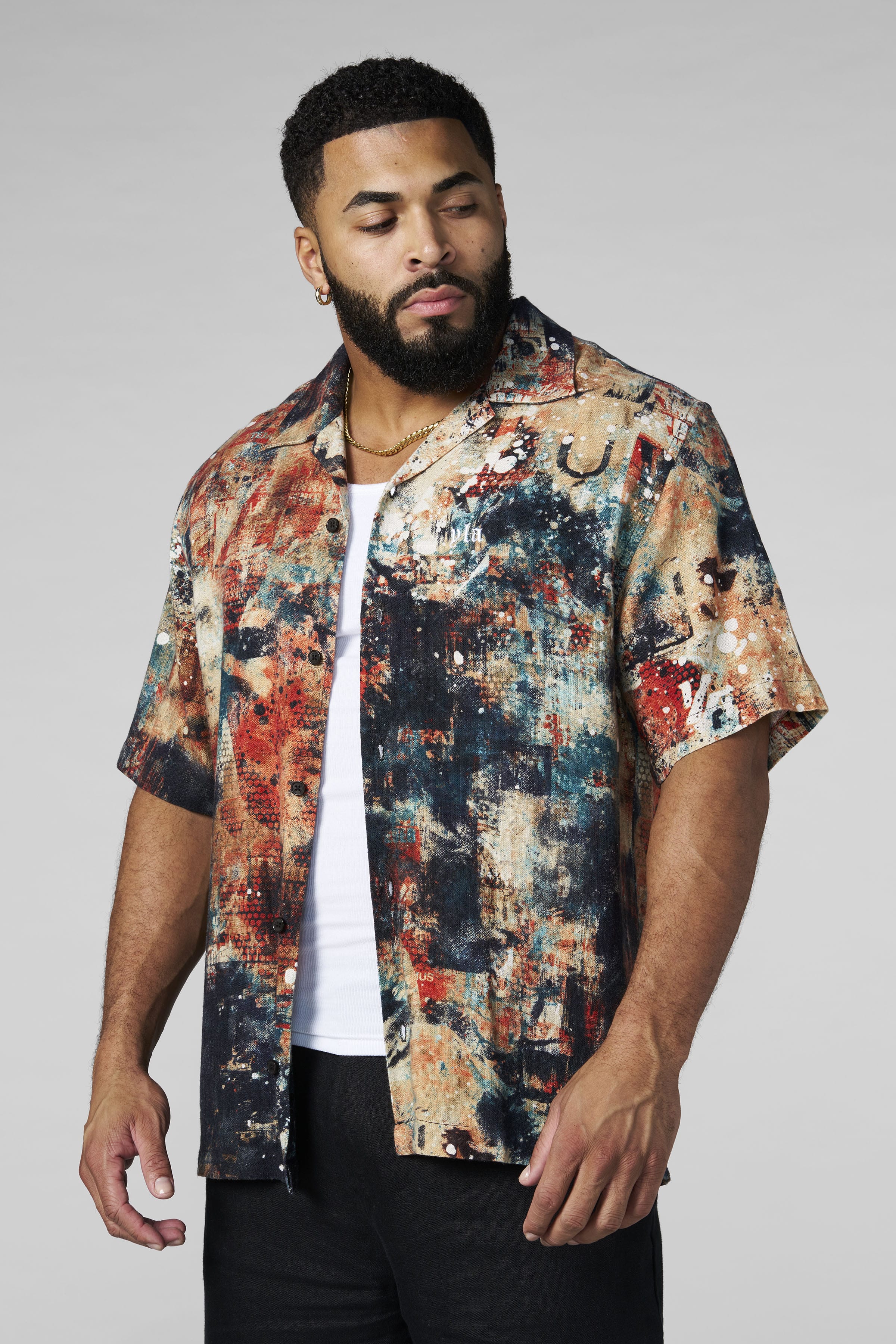 4087 - Riviera Art Button-Ups - Midnight Ember