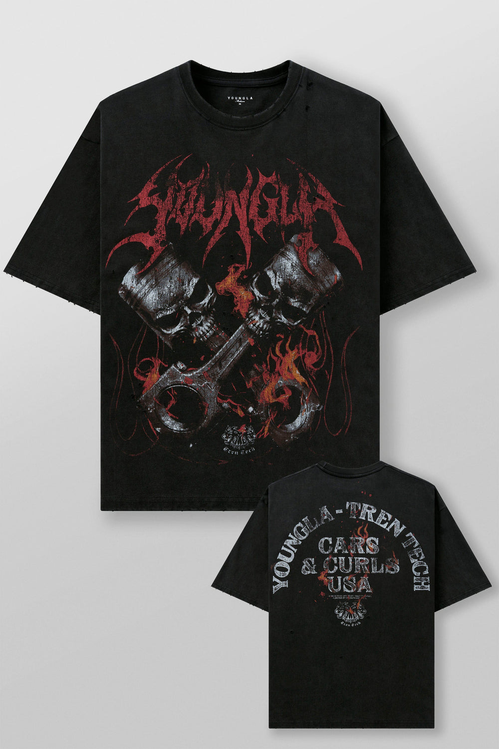 4103 - Cars & Curls - Tees - Skull Pistons