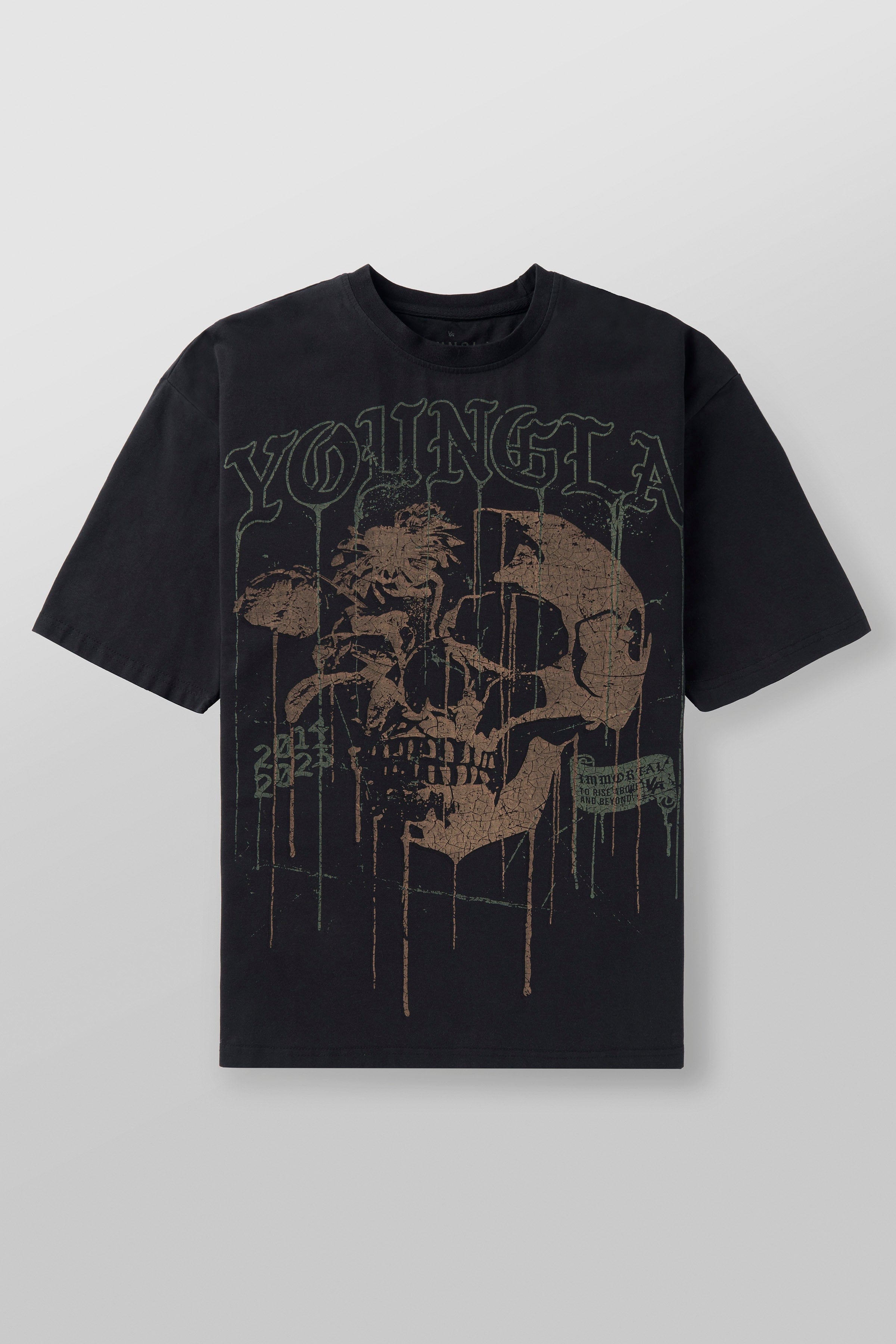 4116 - Floral Skull Tees - Black