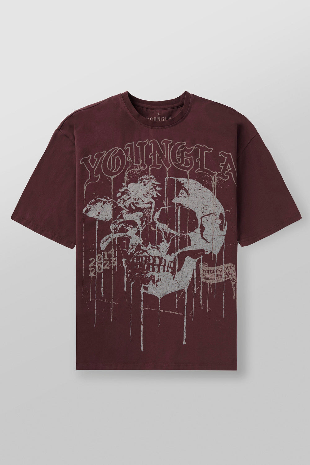 4116 - Floral Skull Tees - Dark Red