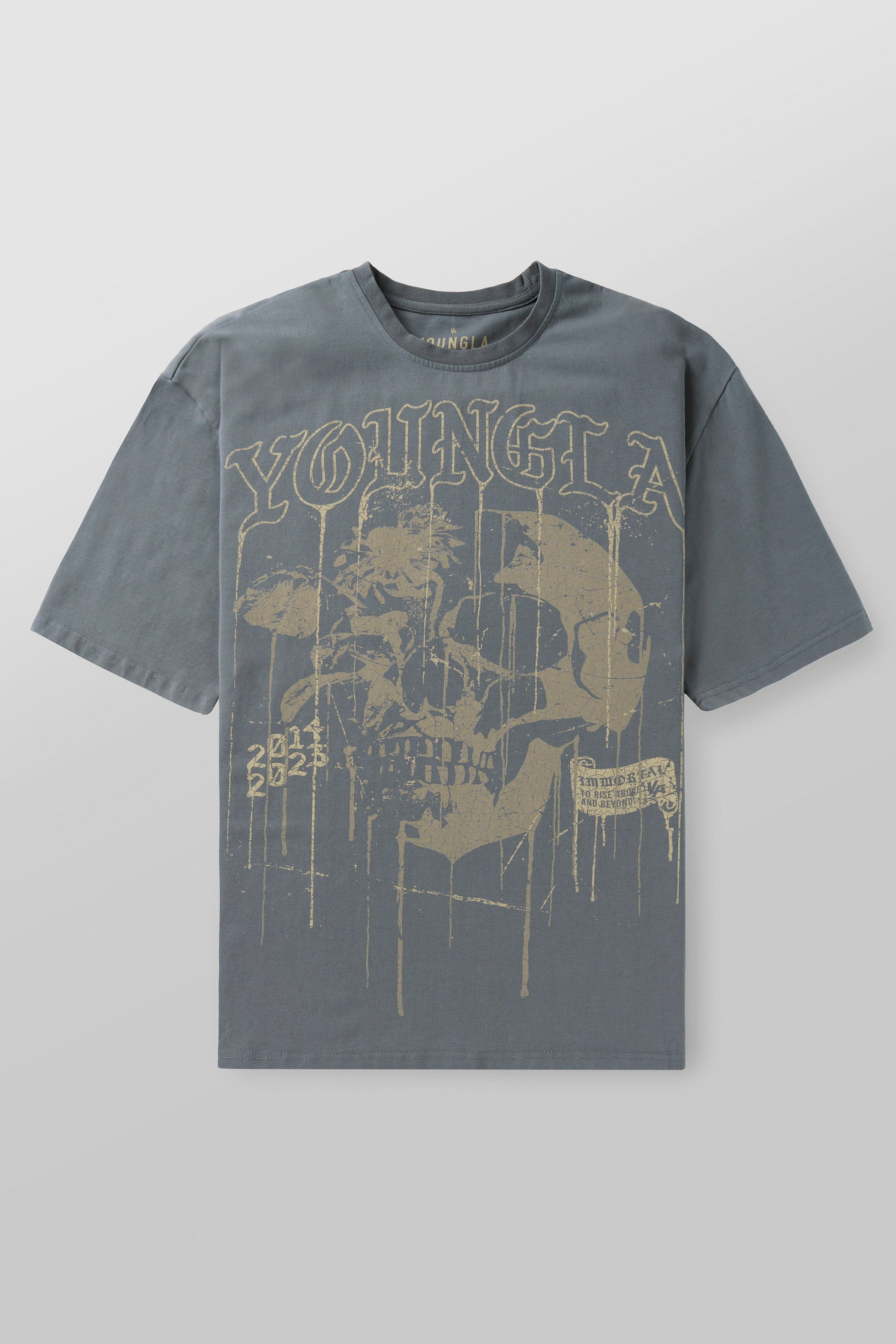 4116 - Floral Skull Tees - Grey