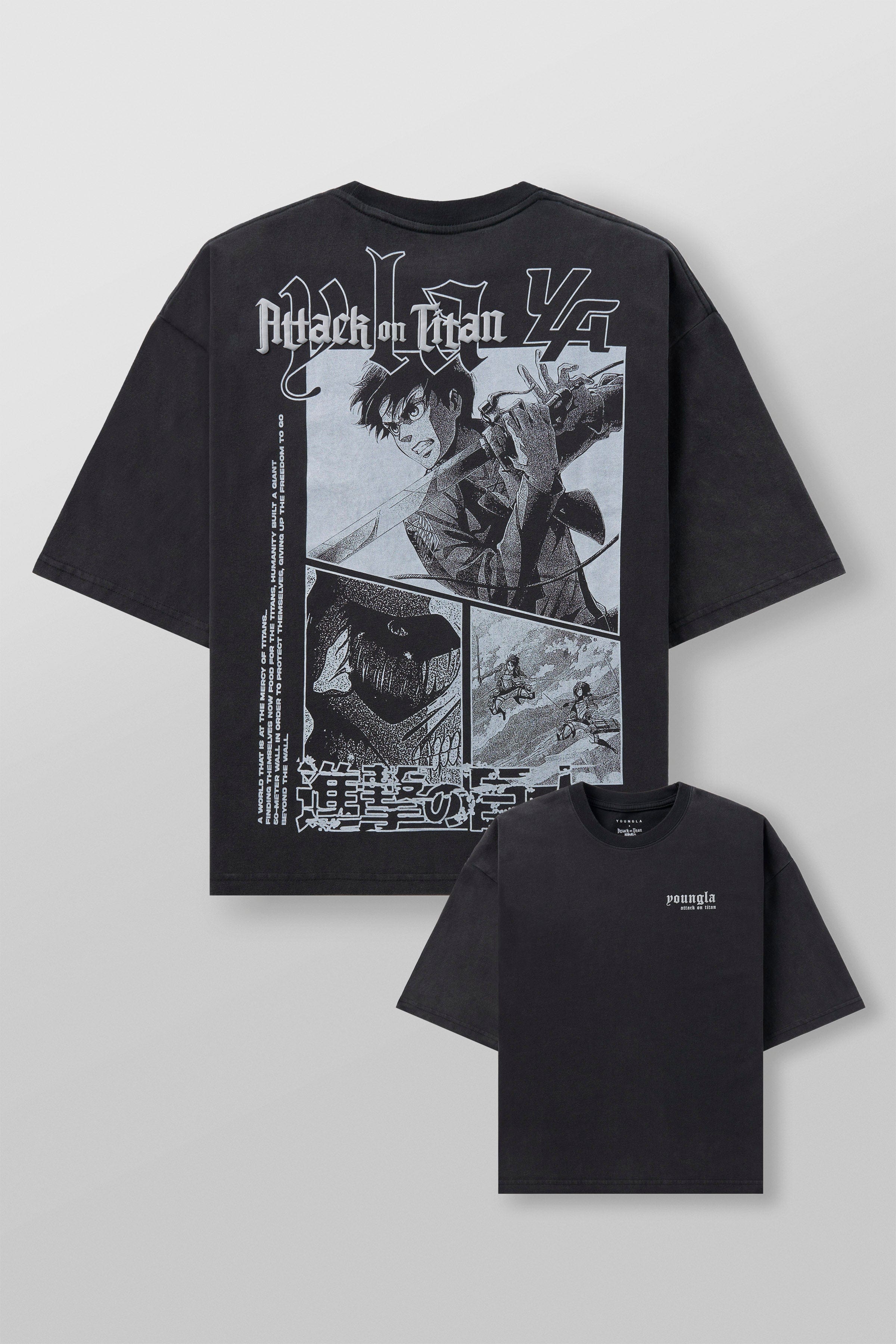4186 - AOT© x YLA Cropped Tees - First Battle Black