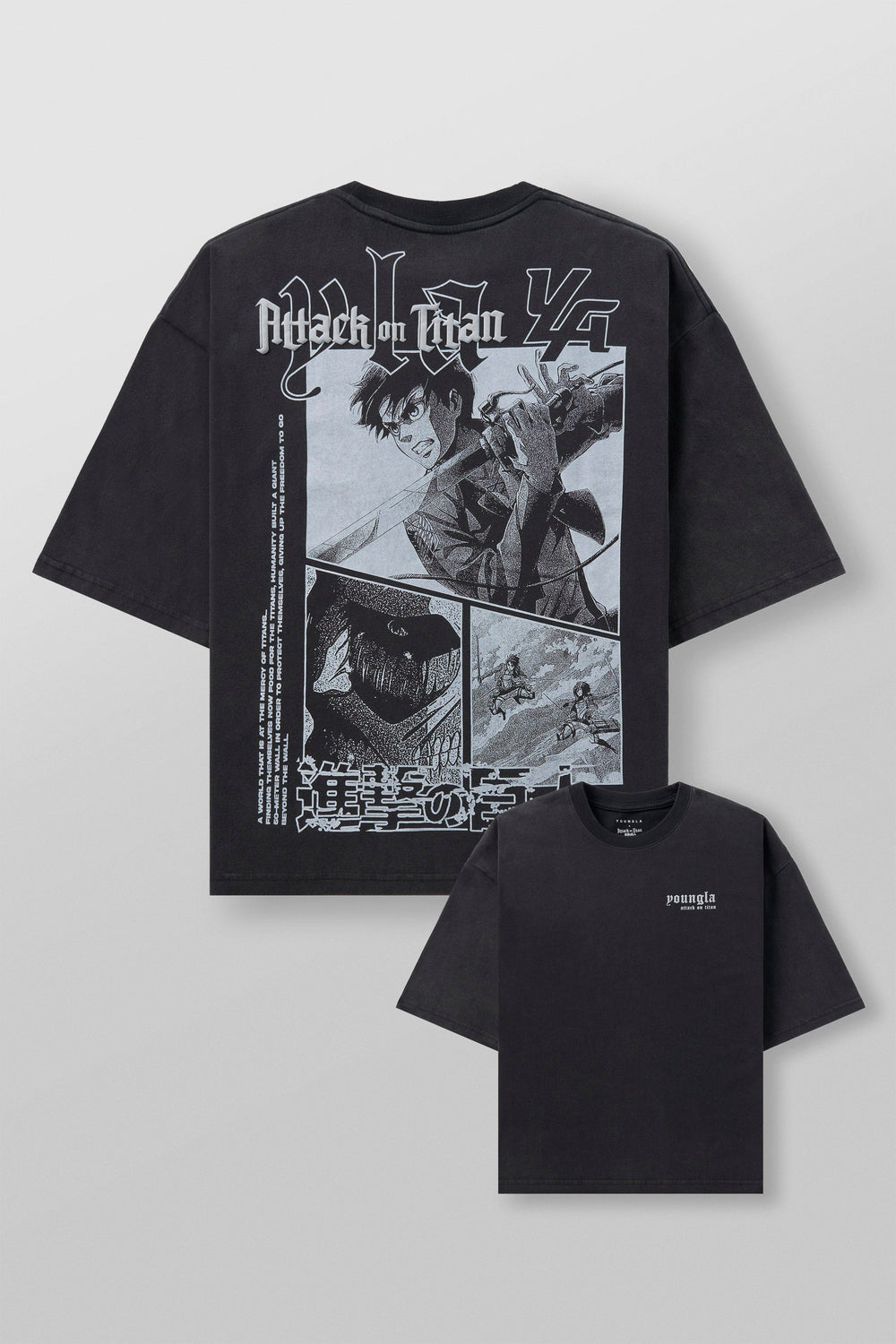 4186 - AOT© x YLA Cropped Tees - First Battle Black