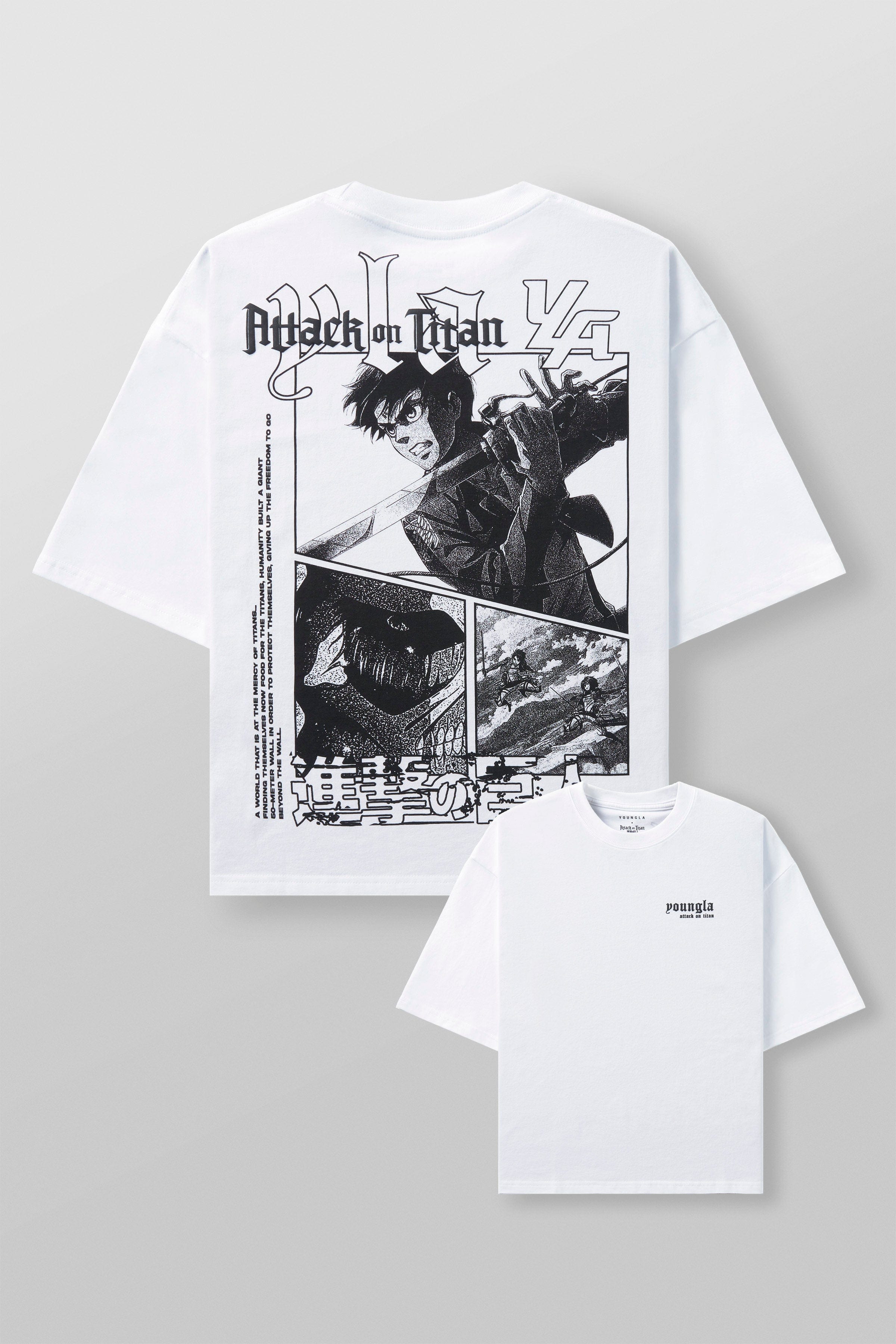 4186 - AOT© x YLA Cropped Tees - First Battle White