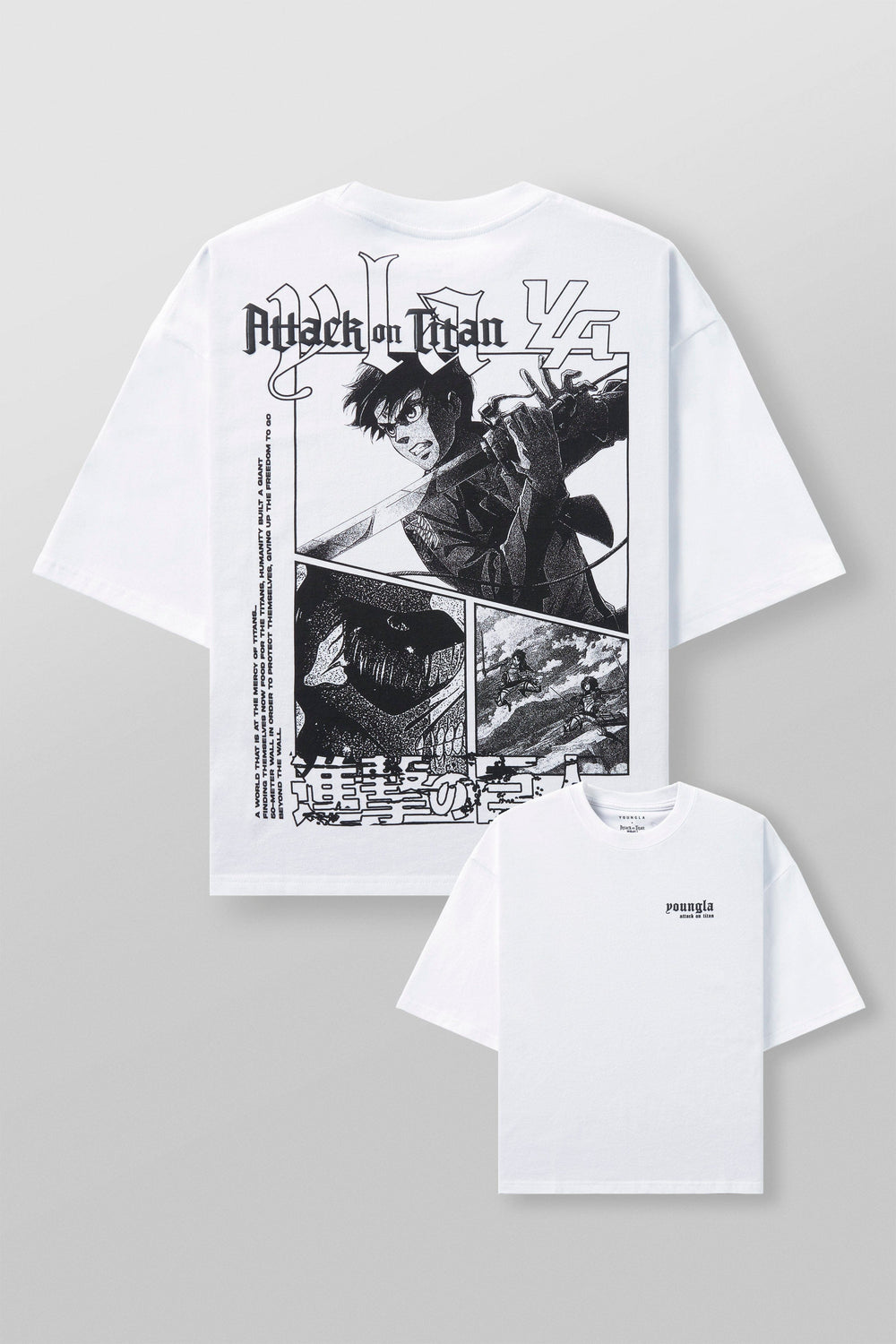 4186 - AOT© x YLA Cropped Tees - First Battle White