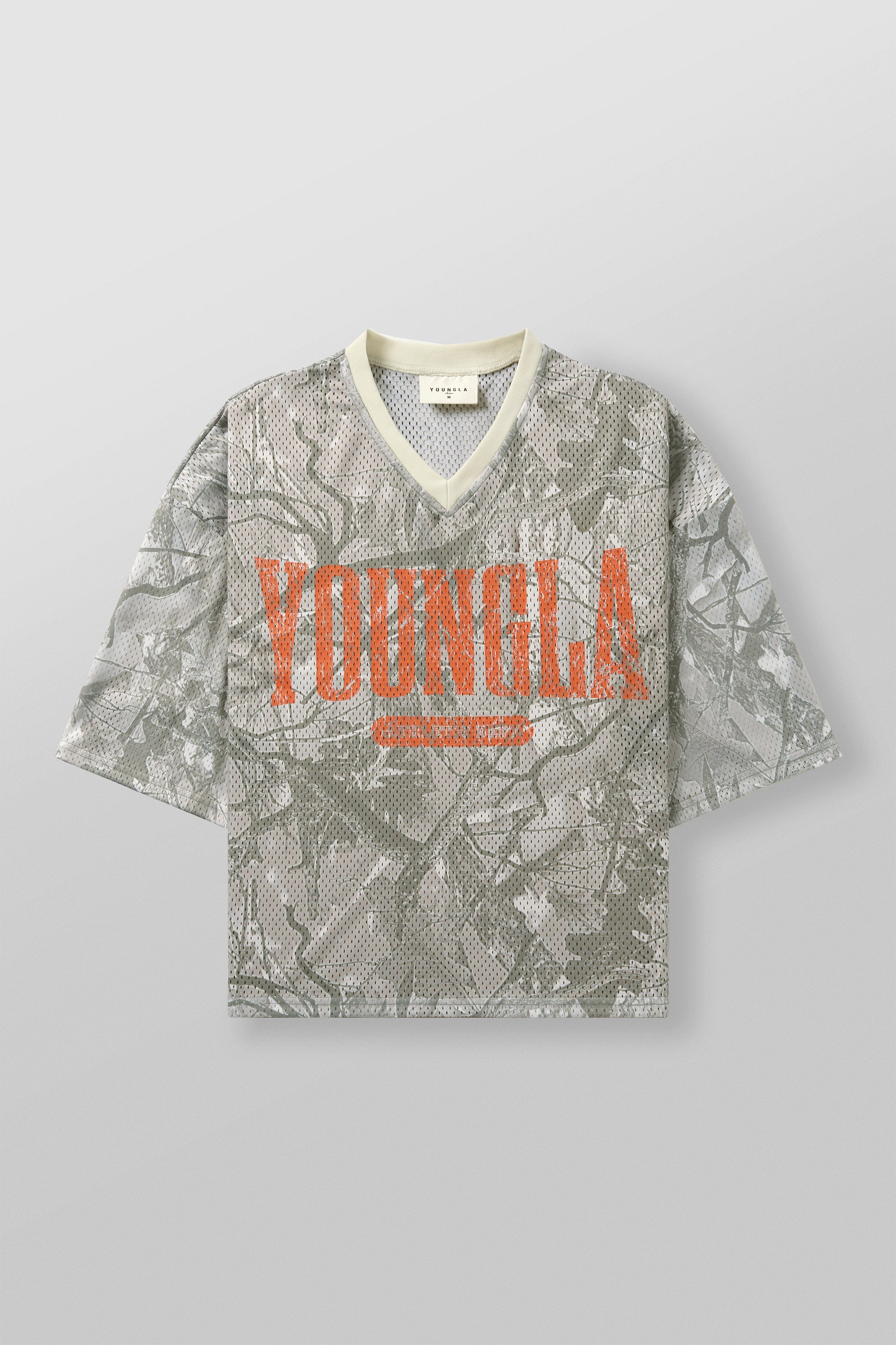 4187 - Varsity Football Cropped Jersey - Tan Tree Camo