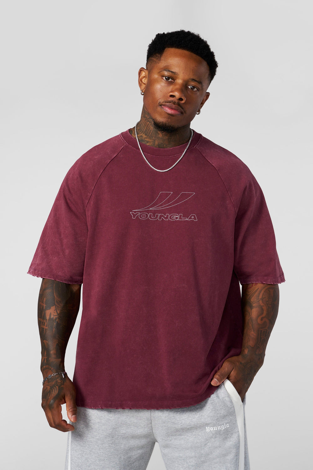 4269 - Clean Cut Raglan Tees - Burgundy Wash