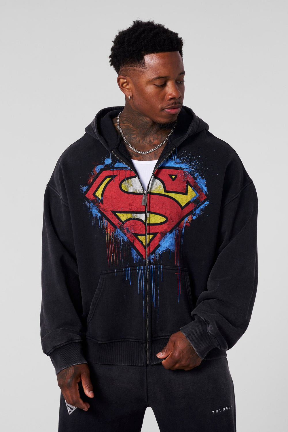 5011 - Superman Drip Zip-Ups - Black Wash