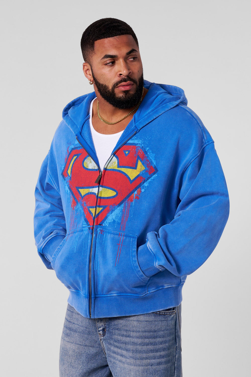 5011 - Superman Drip Zip-Ups - Blue Wash