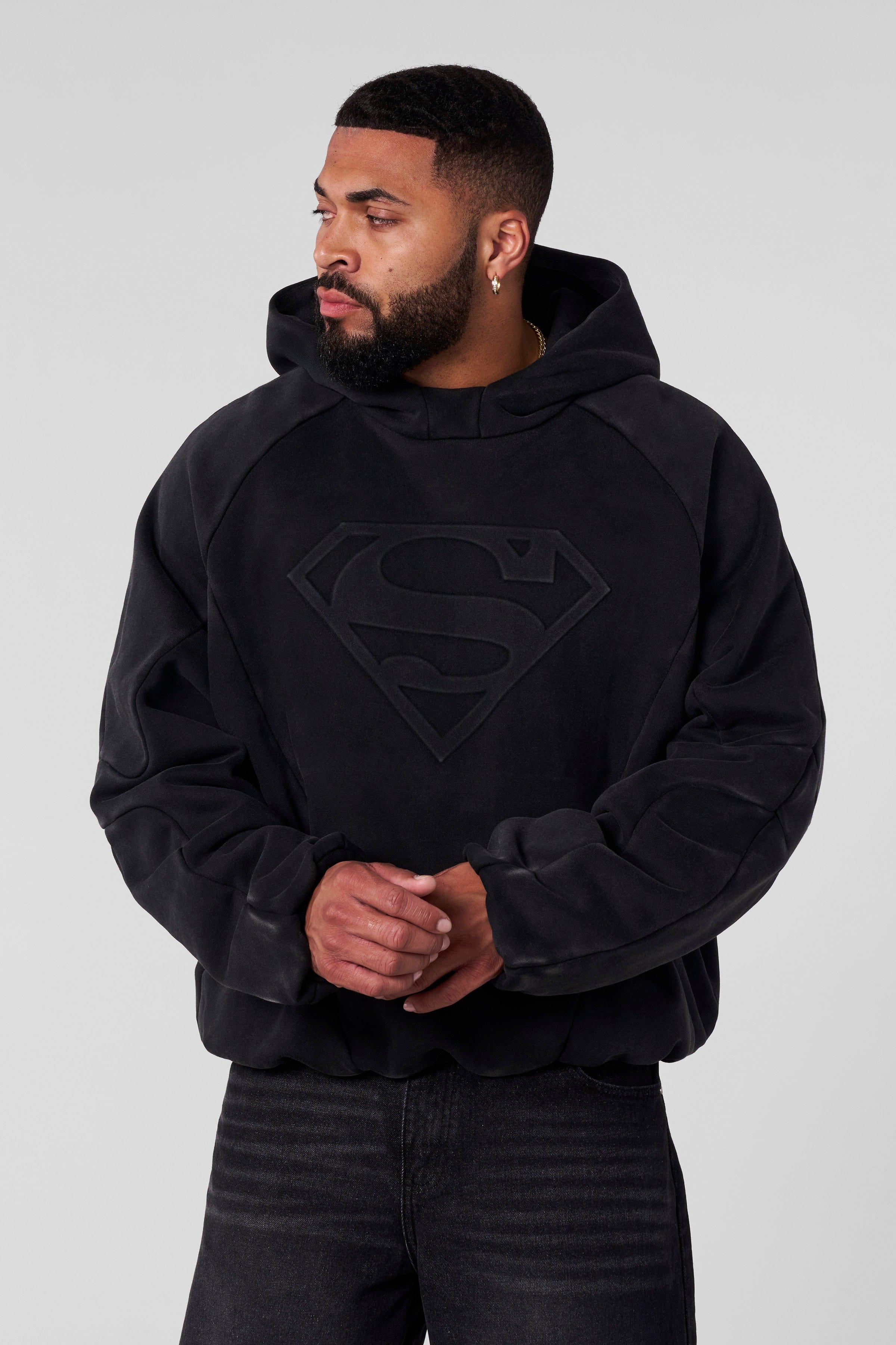 5094 - Superman Shield Hoodies - Black Wash