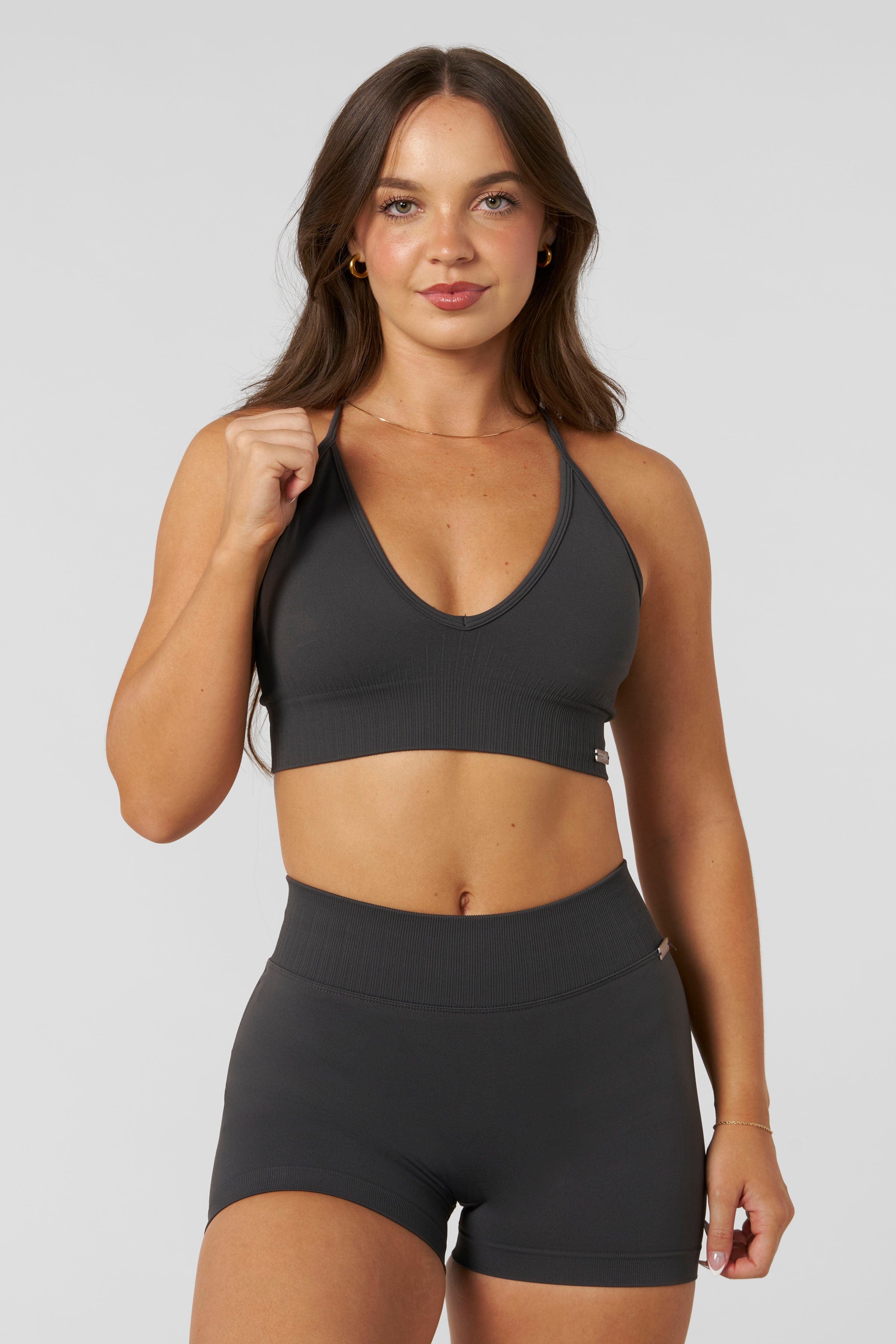 W367 - Sculpt Seamless Plunge Bra - Charcoal