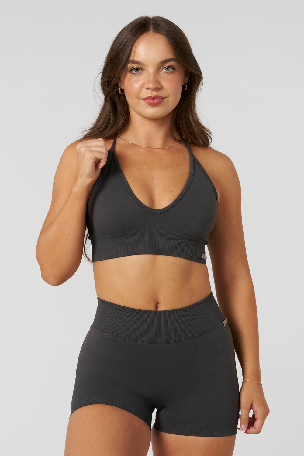 W367 - Sculpt Seamless Plunge Bra - Charcoal