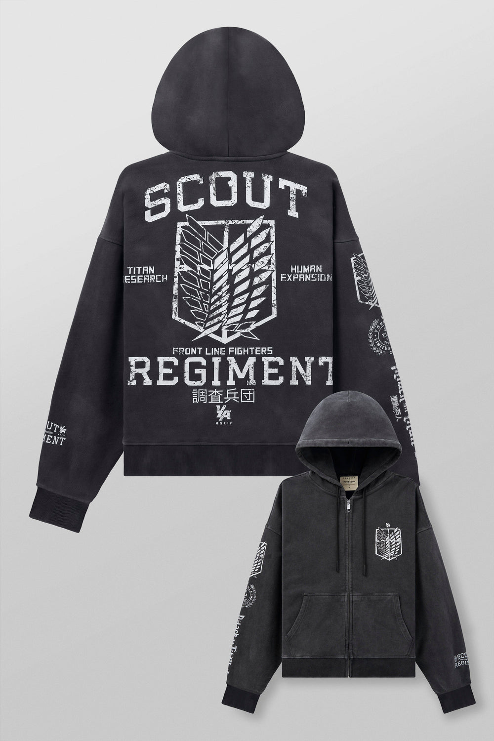 5138 - AOT© x YLA Zip-Up Hoodies - Black