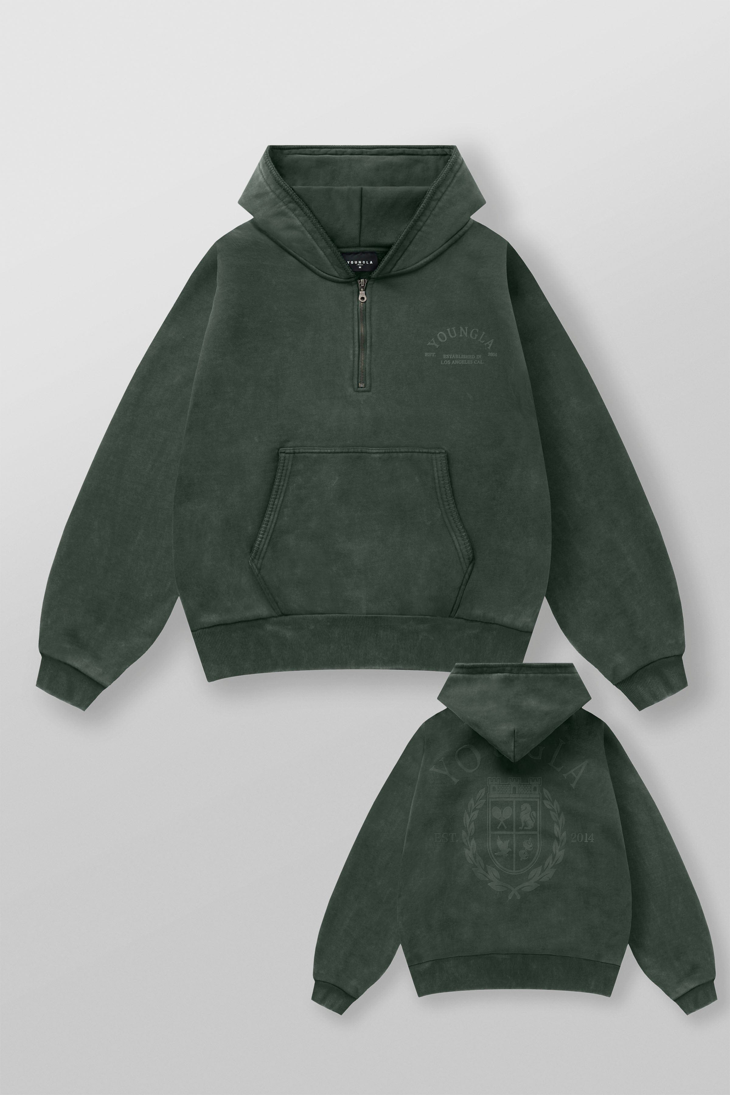 5169 - Old Money Quarter-Zip Hoodies - Green Wash