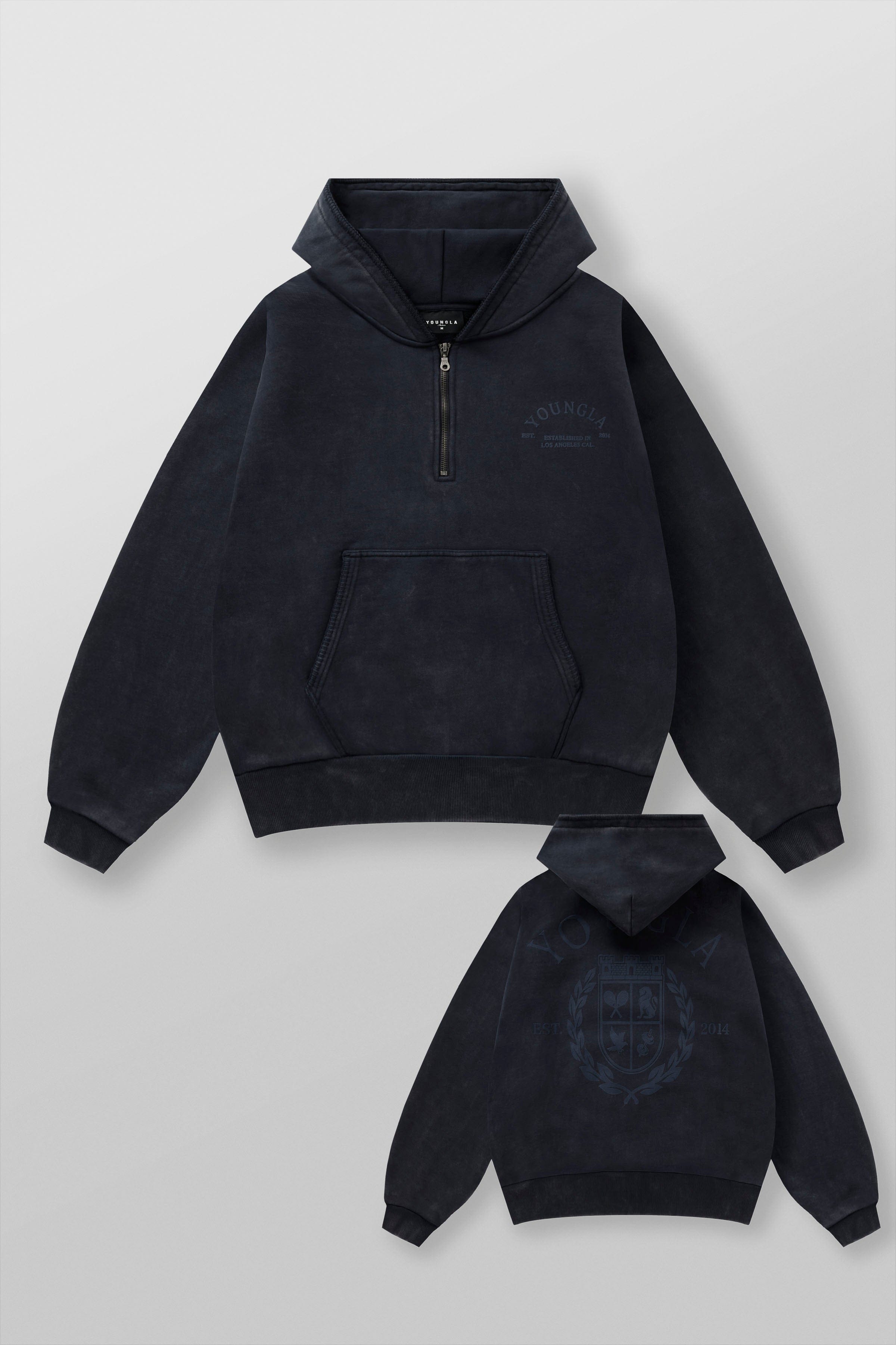 5169 - Old Money Quarter-Zip Hoodies - Navy Wash