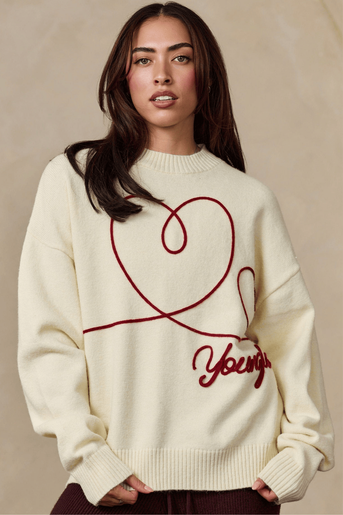 W5220 Hearts Sweater - Cream