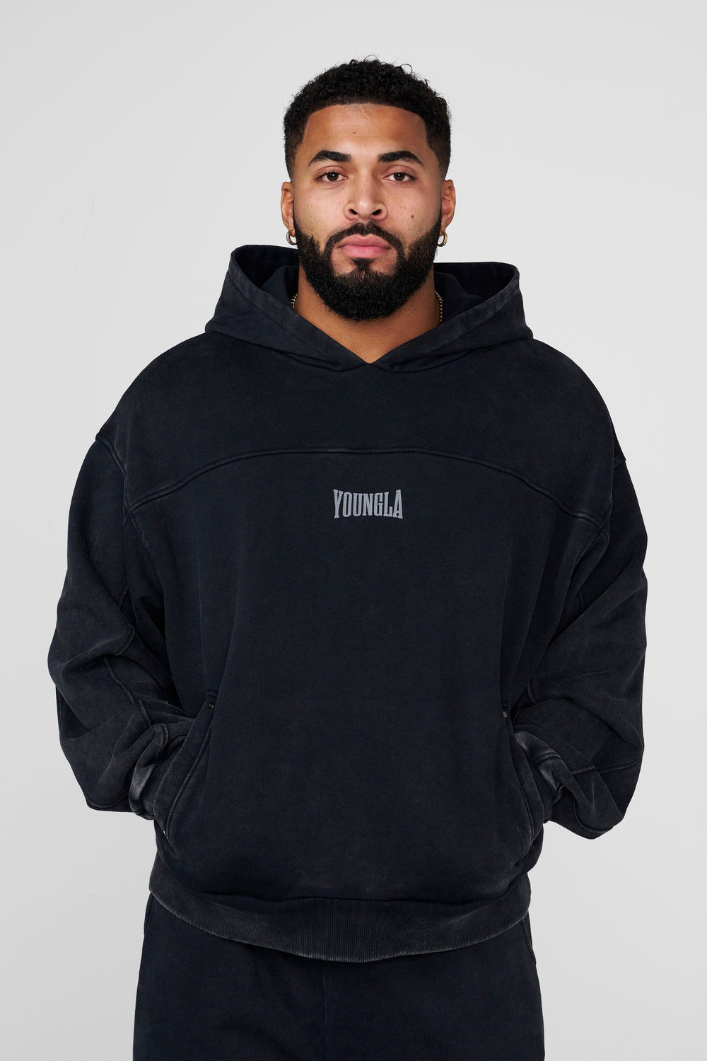 5208 - Crossline Hoodies - Black Wash