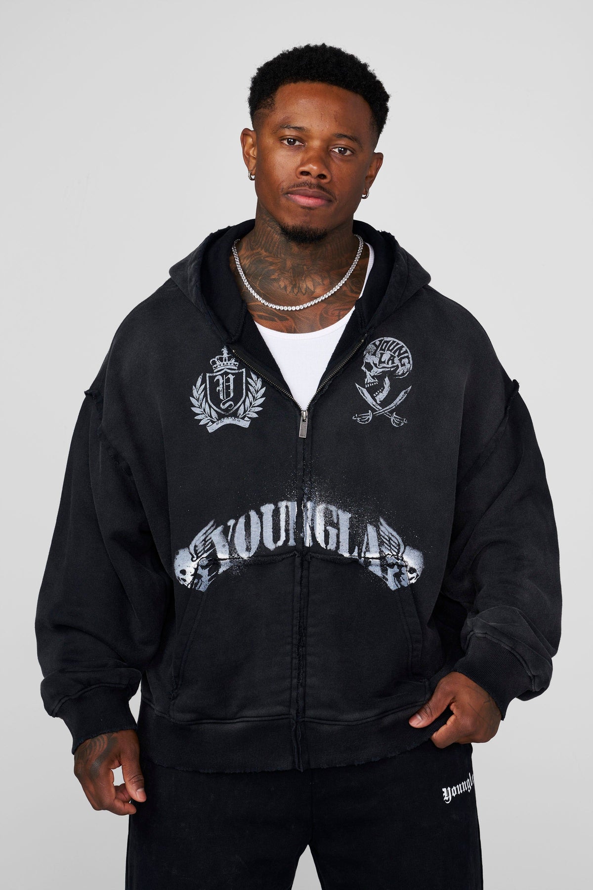 5222 - Ghost Zip-ups - Black Wash