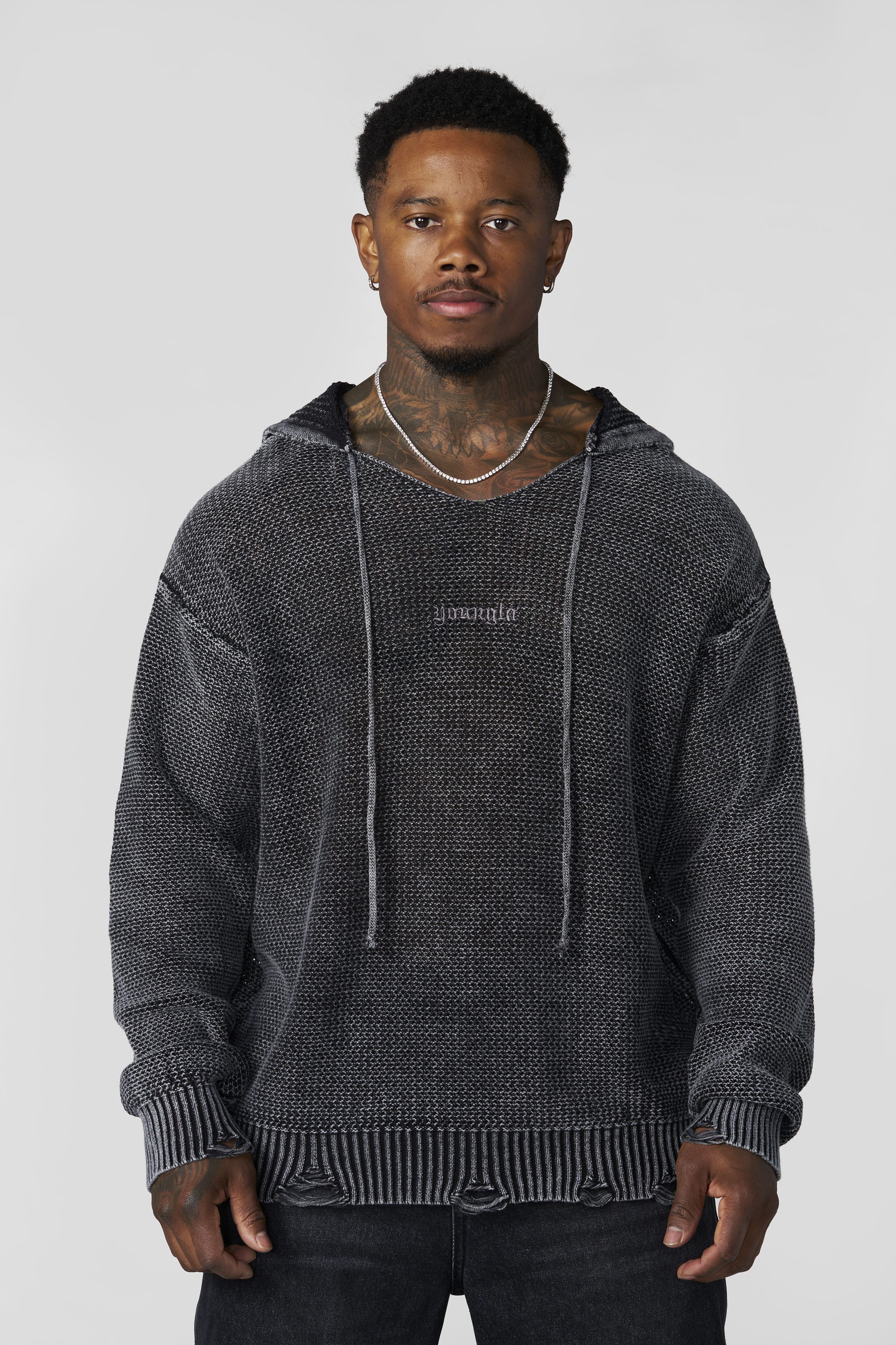 5229 - Rave Knit Hoodies - Black Wash